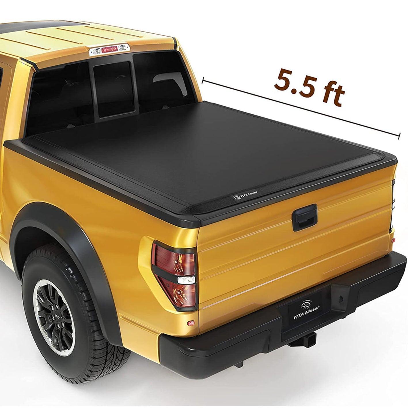 YITAMOTOR 2009-2014 Ford F-150 (Excl. Raptor Series), Styleside 5.5ft Bed Soft Tri-fold Truck Bed Tonneau Cover