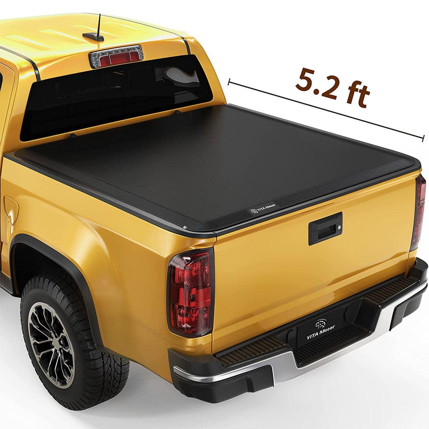 YITAMOTOR 2015-2024 Chevy Colorado/GMC Canyon, Fleetside 5.2 ft Bed Soft Roll Up Truck Bed Tonneau Cover