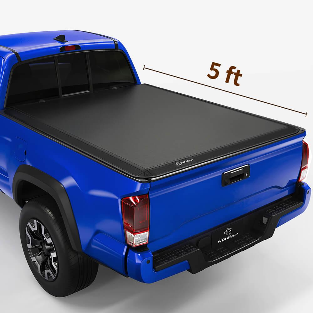 YITAMOTOR 2016-2023 Toyota Tacoma(Excl. Trail Edition) Fleetside 5 ft Bed Soft Tri-Fold Truck Bed Tonneau Cover with Deck Rail System