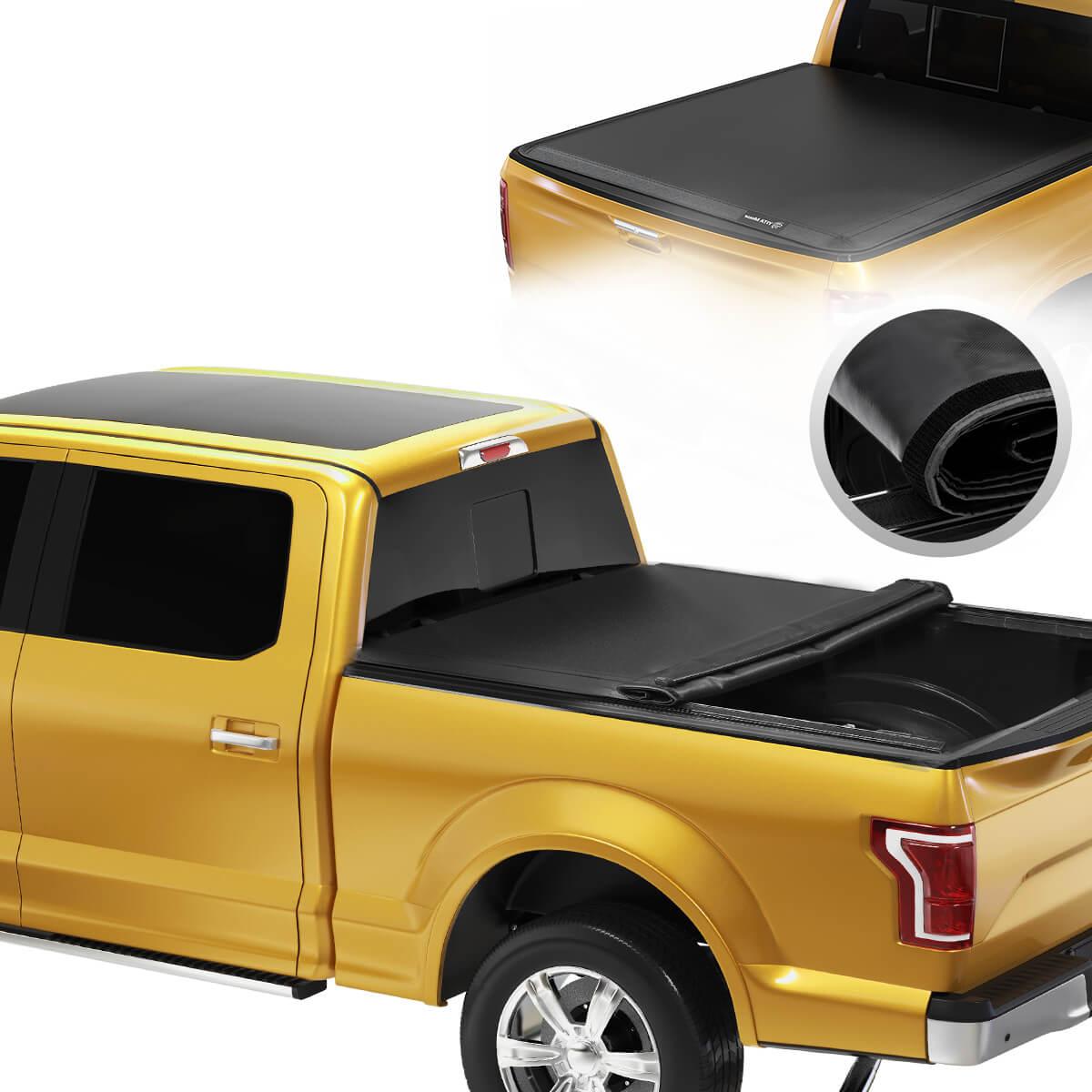 YITAMOTOR 2019-2024 Chevy Silverado/GMC Sierra 1500 New Body Style Fleetside 6.6 ft Bed Soft Roll Up Truck Bed Tonneau Cover