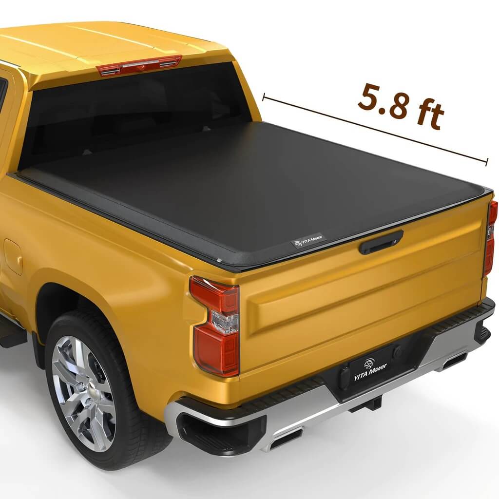 YITAMOTOR 2019-2024 Chevy Silverado/GMC Sierra 1500 New Body Style, Fleetside 5.8 ft Bed Soft Roll Up Truck Bed Tonneau Cover