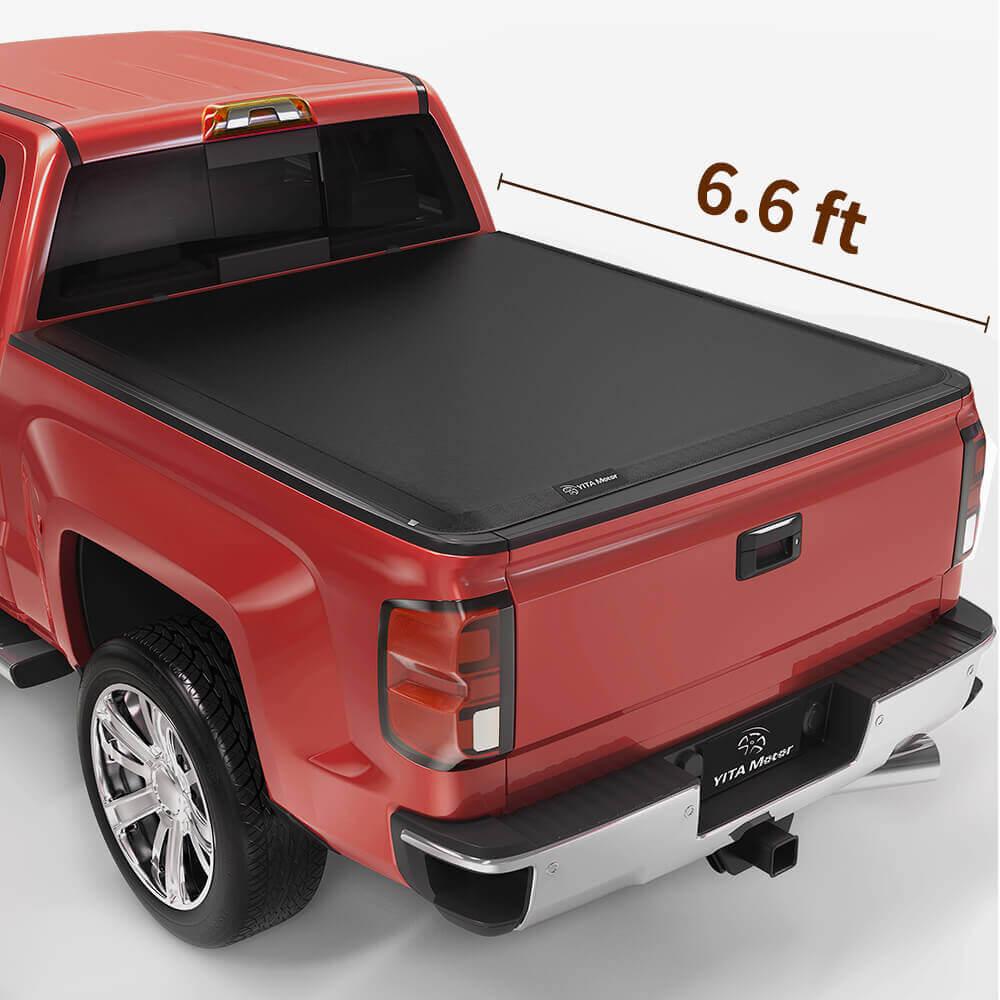 YITAMOTOR 2014-2018 Chevy Silverado/ GMC Sierra 1500, 2019 Legacy/Limited, Fleetside 6.6 ft Bed Soft Roll Up Truck Bed Tonneau Cover