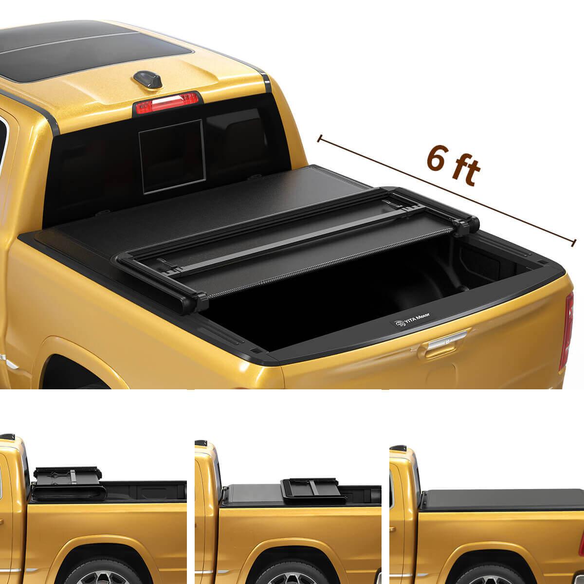 YITAMOTOR Soft Tri-Fold 2005-2015 Toyota Tacoma, Fleetside 6 ft Bed with Deck Rail System Truck Bed Tonneau Cover