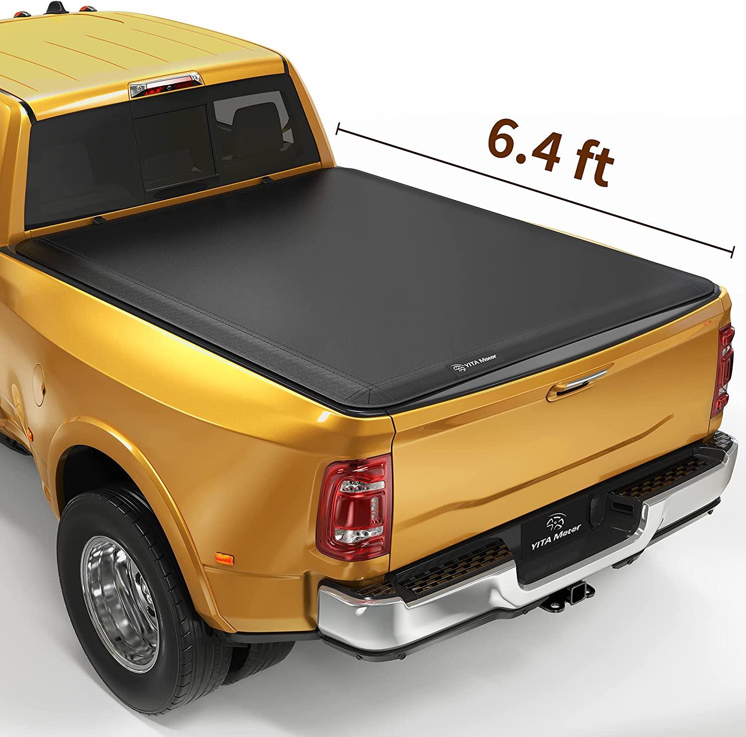 YITAMOTOR Soft Quad Fold 02-25 Ram 1500 Classic/New body, Fleetside 6.4 ft Bed Without Rambox Truck Bed Tonneau Cover