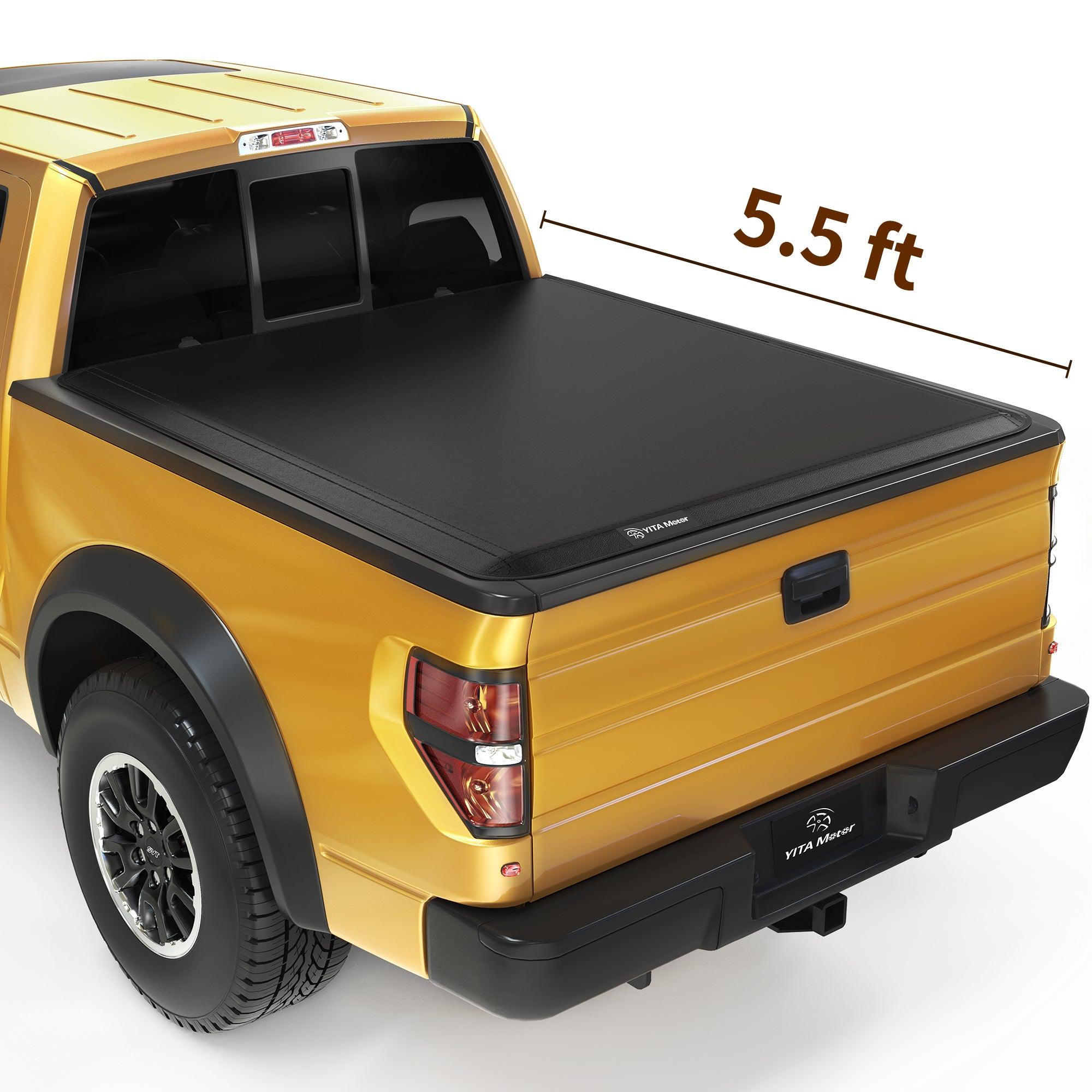 YITAMOTOR Soft Quad Fold 2009-2014 Ford F-150 (Excl. Raptor Series), Styleside 5.5 ft Bed Truck Bed Tonneau Cover