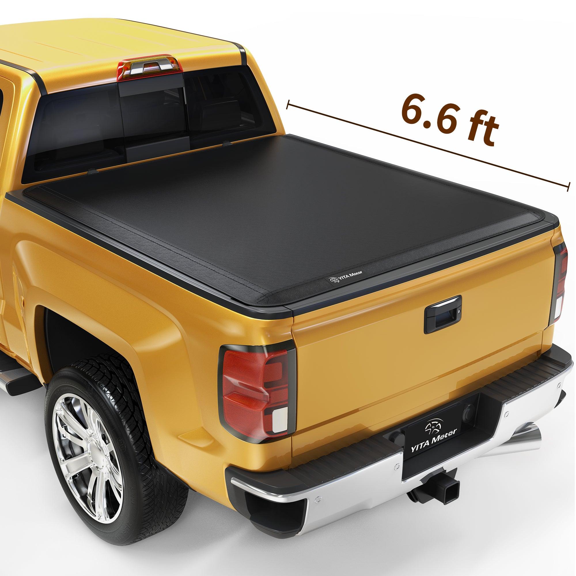 YITAMOTOR Soft Quad Fold 2014-2018 Chevy Silverado/ GMC Sierra 1500, 2019 Legacy/Limited, Fleetside 6.6 ft Bed Truck Bed Tonneau Cover