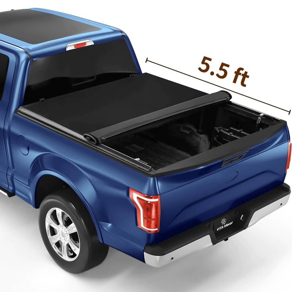 YITAMOTOR 2015-2024 Ford F150 Soft Roll Up Truck Bed Tonneau Cover, Styleside 5.5 ft Bed