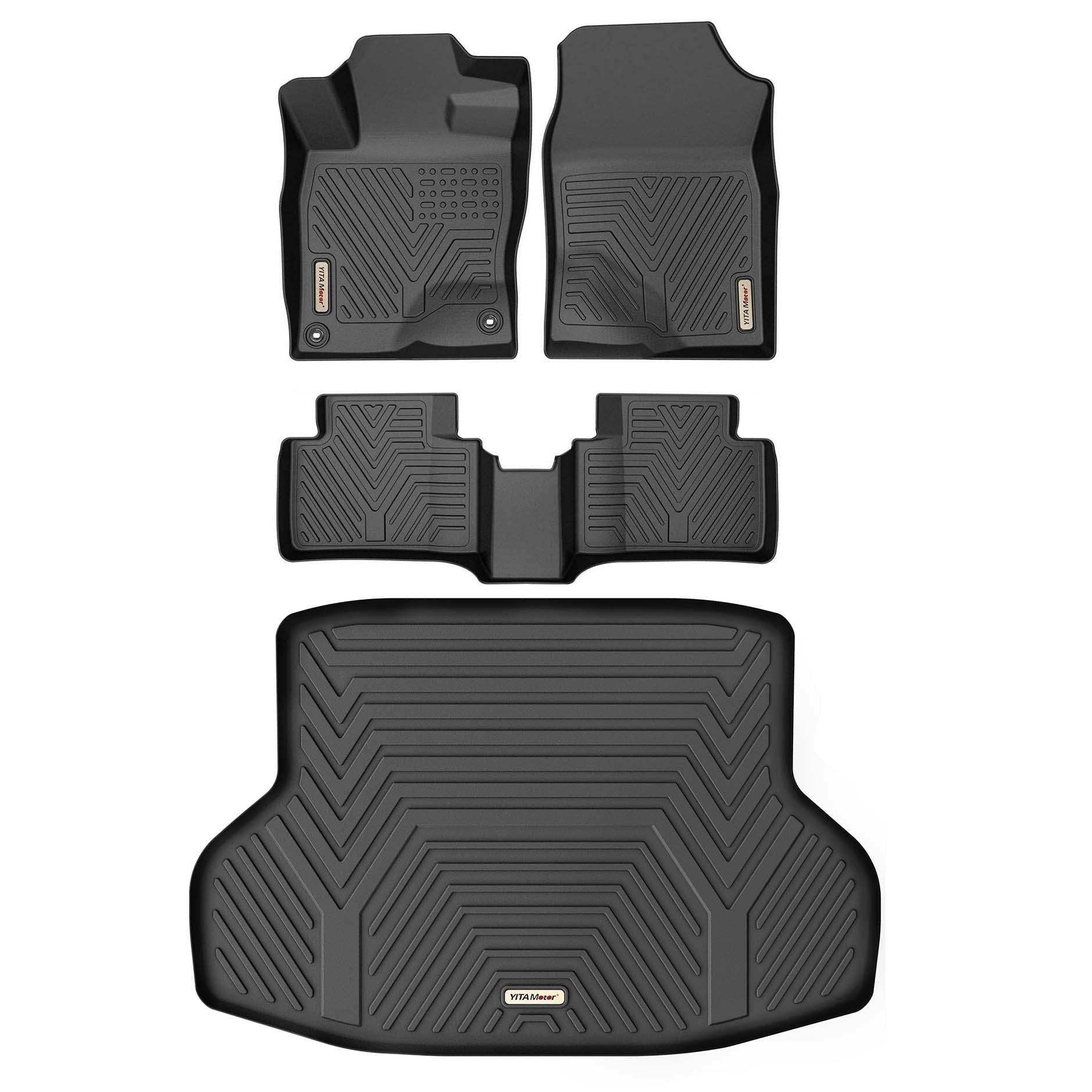 YITAMOTOR 4pcs 2016-2021 Honda Civic Sedan TPE Front Rear Floor Mats Cargo Liner All Weather Protection