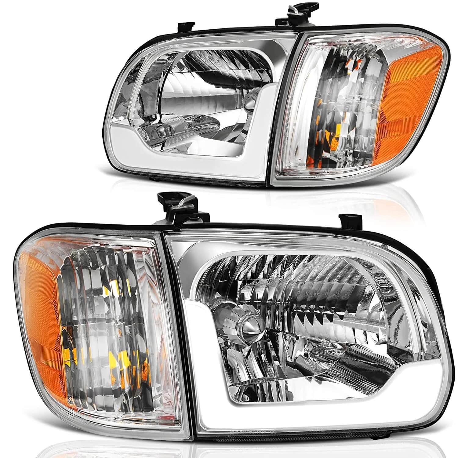 YITAMOTOR LED DRL 2005-2006 Toyota Tundra SR5/Limited (Double Cab Only) Chrome Housing Headlight Assembly