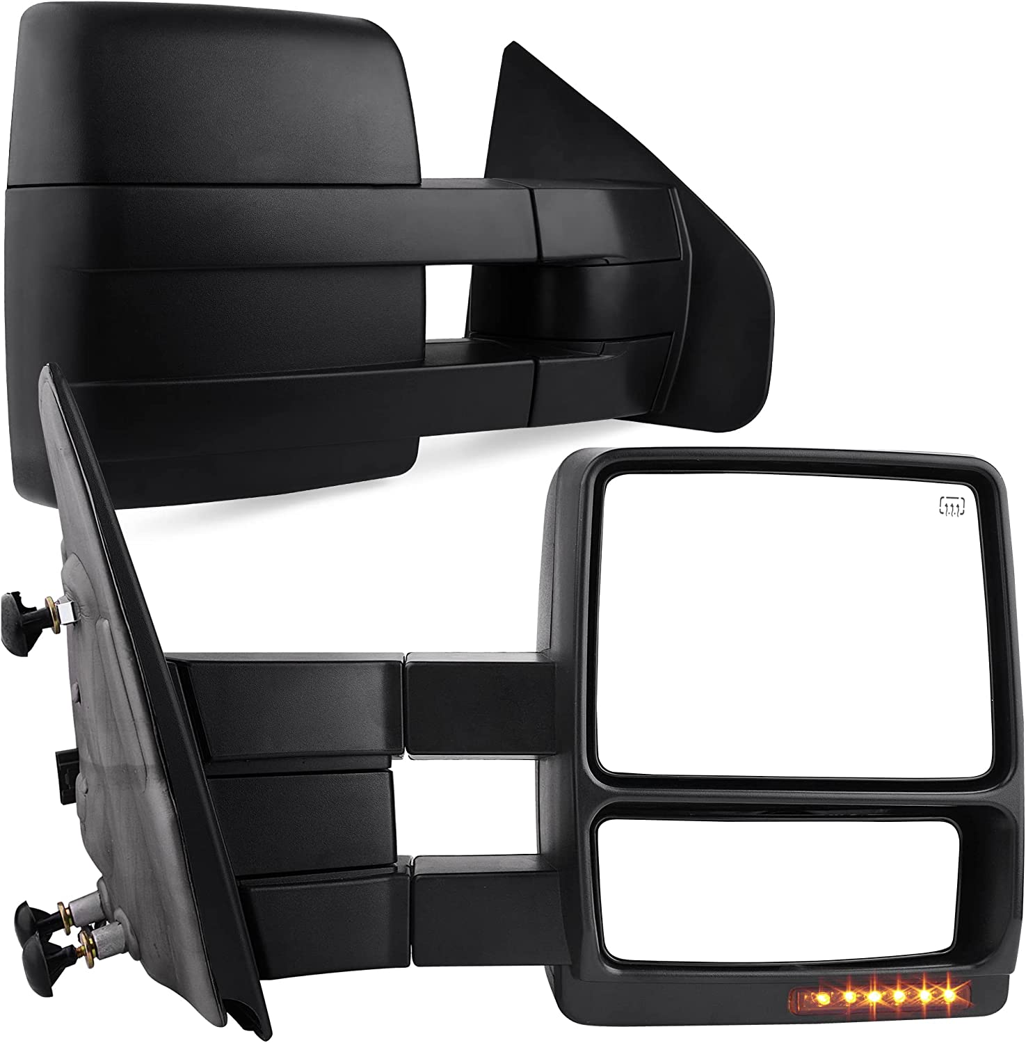 YITAMOTOR Ford 2004-2006 F150 Series Pickup Power Heated LED Turn Signal Puddle Light Towing Mirrors