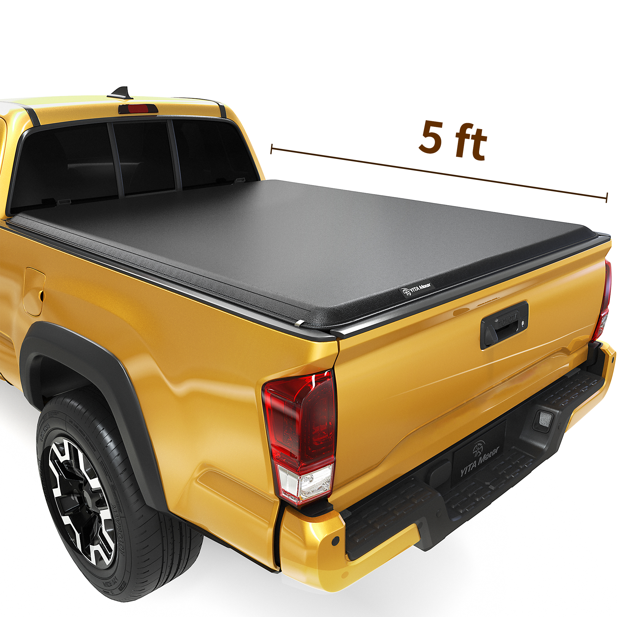 YITAMOTOR 2005-2015 Toyota Tacoma Soft Roll Up Truck Bed Tonneau Cover, Fleetside 5 ft Bed with Deck Rail System