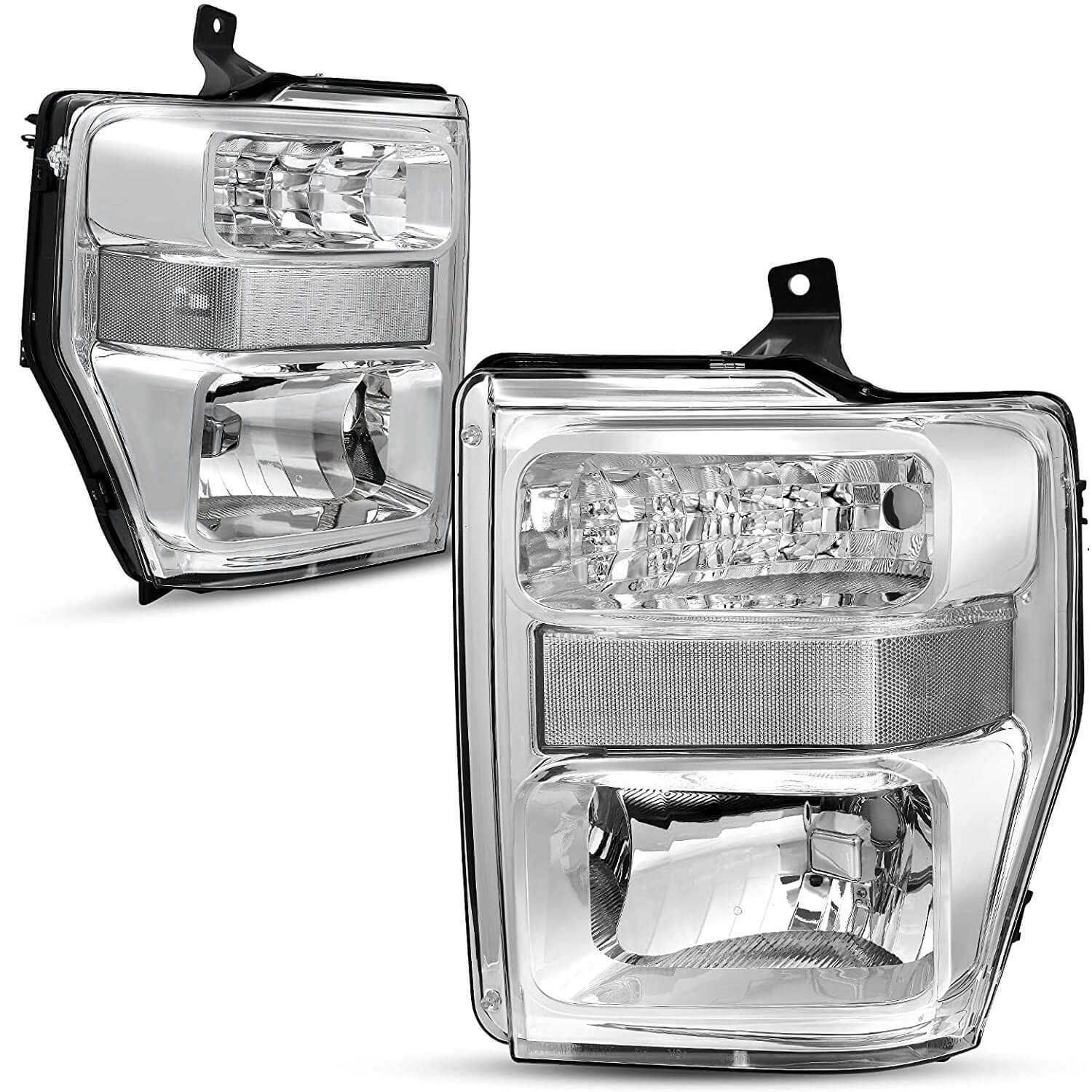 YITAMOTOR 2008-2010 Ford F250 F350 F450 Super Duty Headlight Assembly Chrome Housing Clear Lens