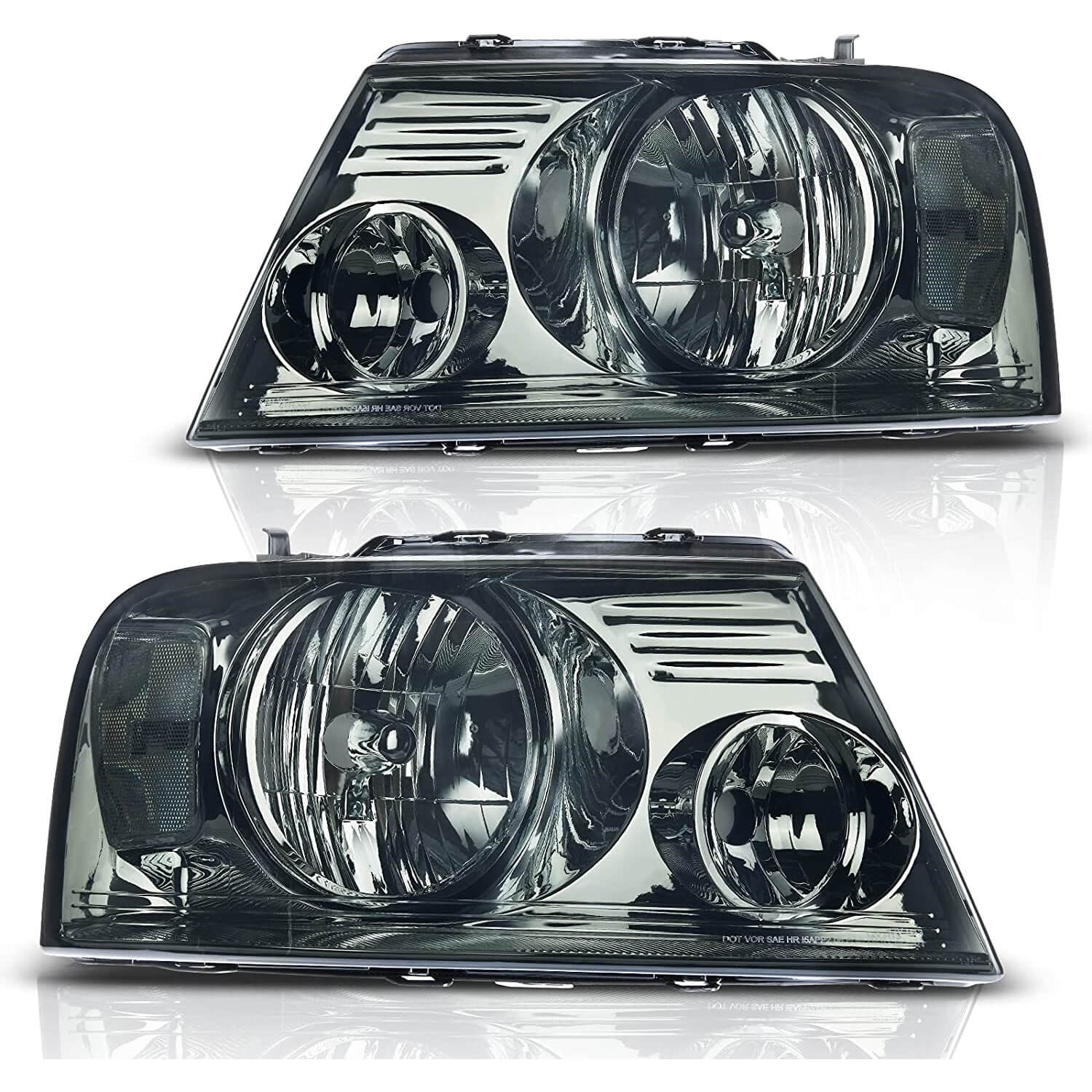 YITAMOTOR 2004-2008 Ford F-150 OE Headlights Assembly Headlamp Chrome Housing Smoke Lens