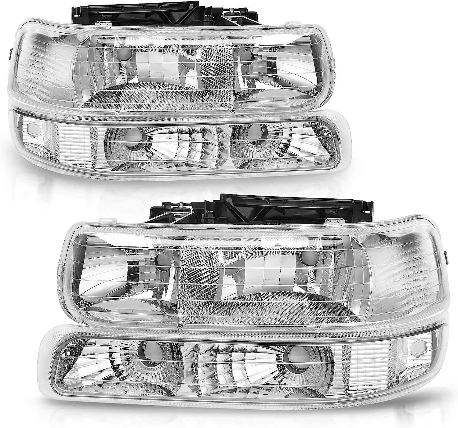 YITAMOTOR 1999-2002 Chevy Silverado/2000-2006 Tahoe Suburban Headlights Assembly with Bumper Lights