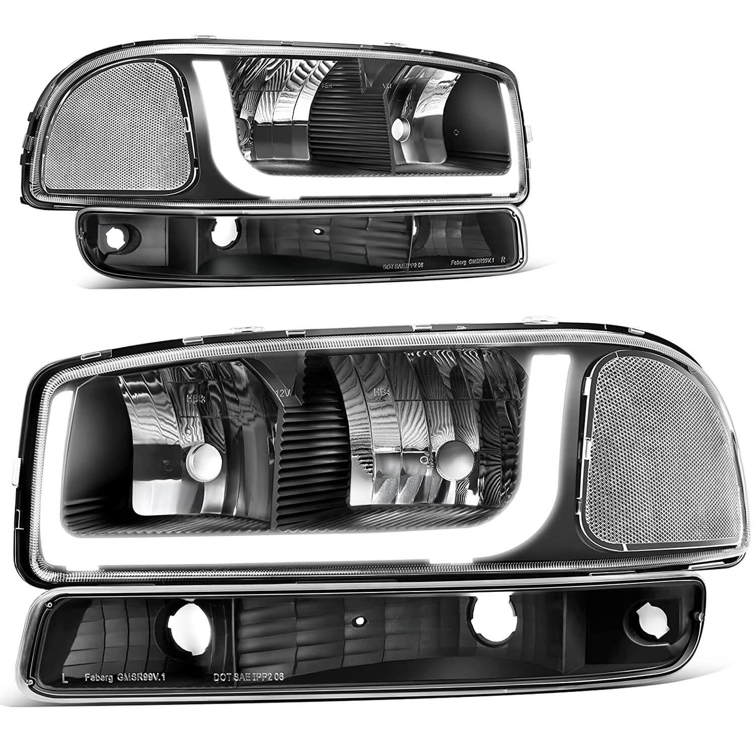 YITAMOTOR LED DRL 1999 -2006 GMC Sierra 1500 2500, 2001-2006 Yukon XL Headlights Assembly