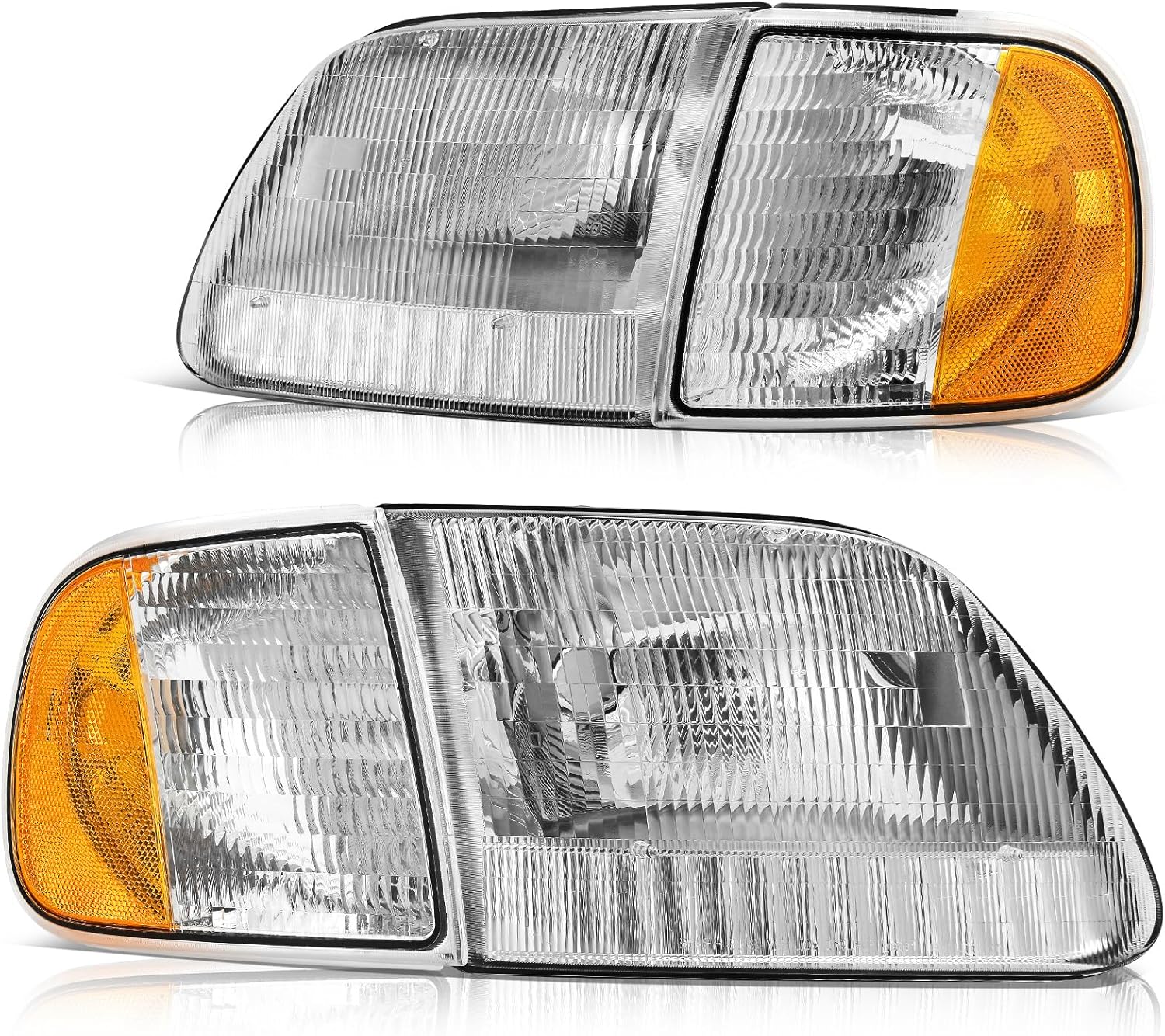 YITAMOTOR 1997-2004 Ford F-150, 1997-2002 Ford Expedition Headlight Assembly Replacement Chrome Housing