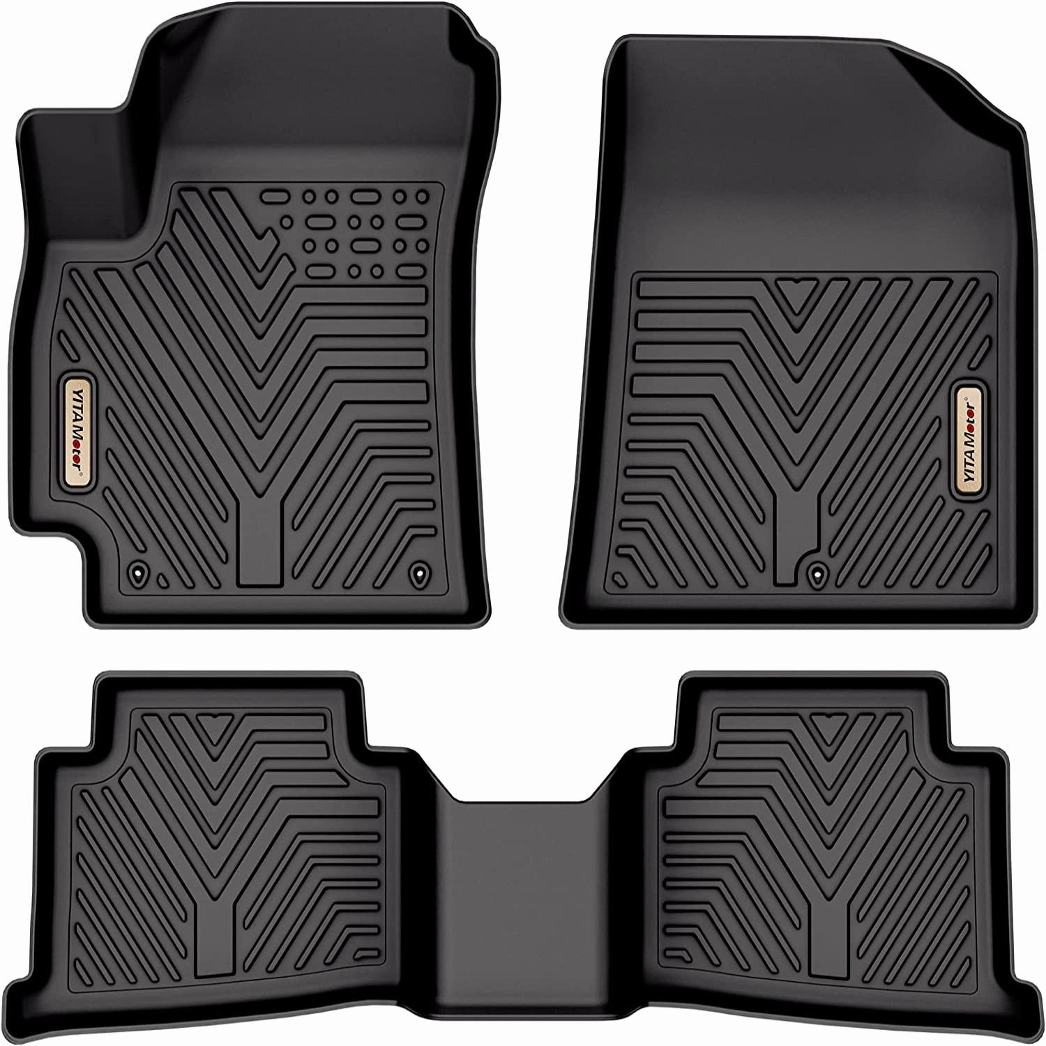 YITAMOTOR 2021-2024 Kia Seltos, Front & Rear Row Floor Mats Black All-Weather Car Mats