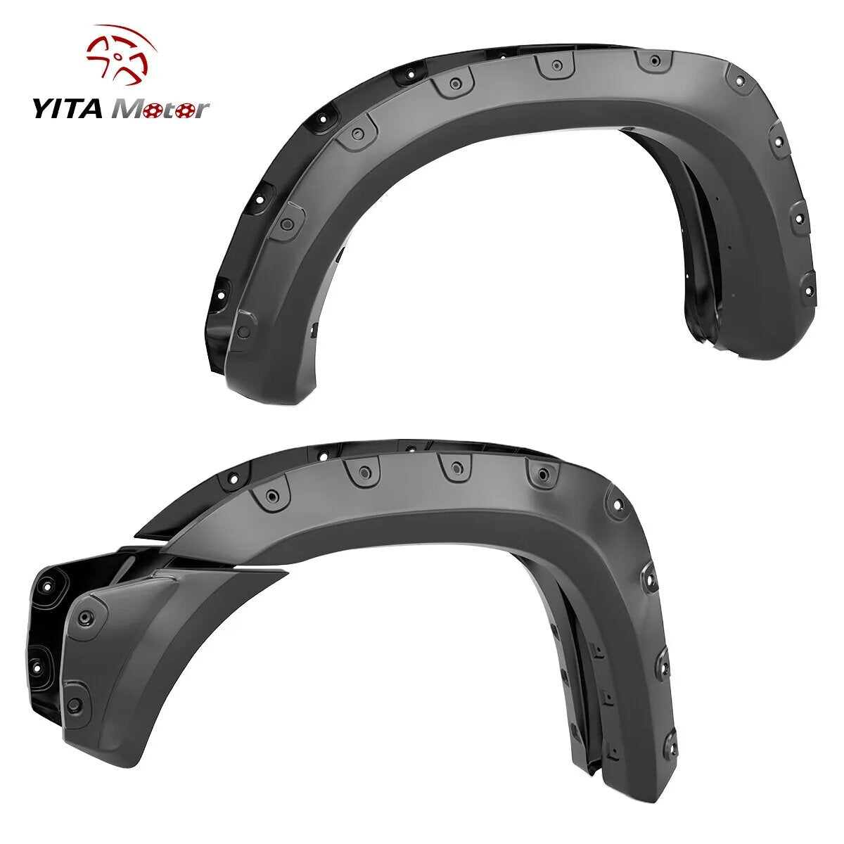 YITAMOTOR Fender Flares, Compatible with 2012-2015 Toyota Tacoma (73.5" Long Bed), Textured Black Finish Pocket Rivet Style Front & Rear Wheel Flares 4PCS