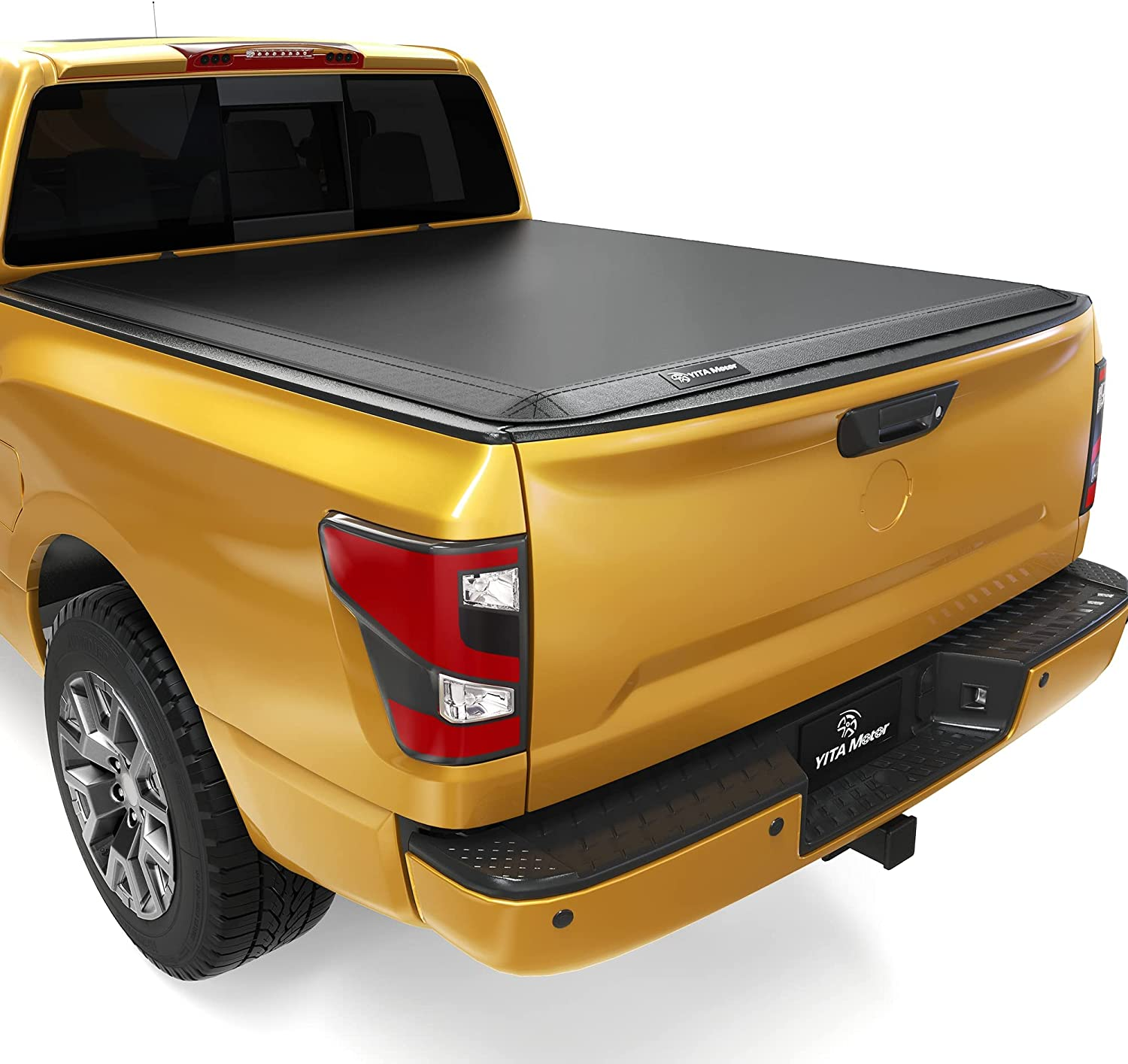 YITAMOTOR 2017-2024 Nissan Titan Soft Quad Fold Truck Bed Tonneau Cover, Fleetside 5.5 ft Bed w/o Titan Box