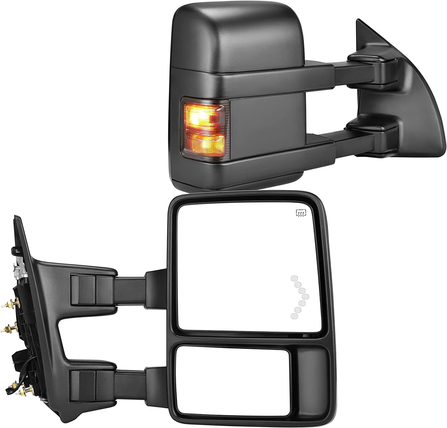 YITAMOTOR 1999-2007 Ford F250 F350 F450 F550 Super Duty Tow Mirrors with Led Turn Light