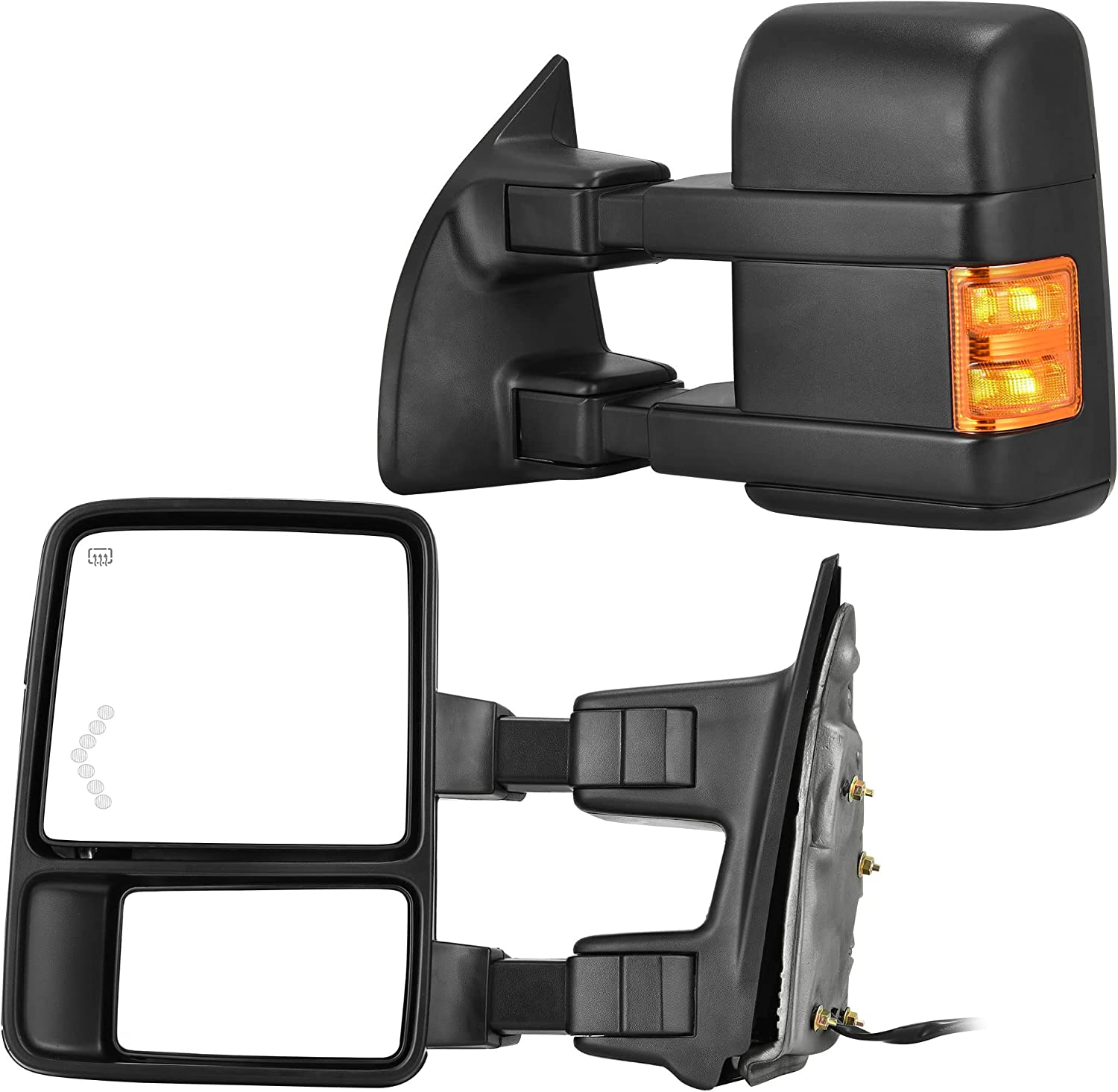 YITAMOTOR 2008-2016 Ford F250 F350 F450 F550 Super Duty Towing Mirrors with Amber Turn Signal Light