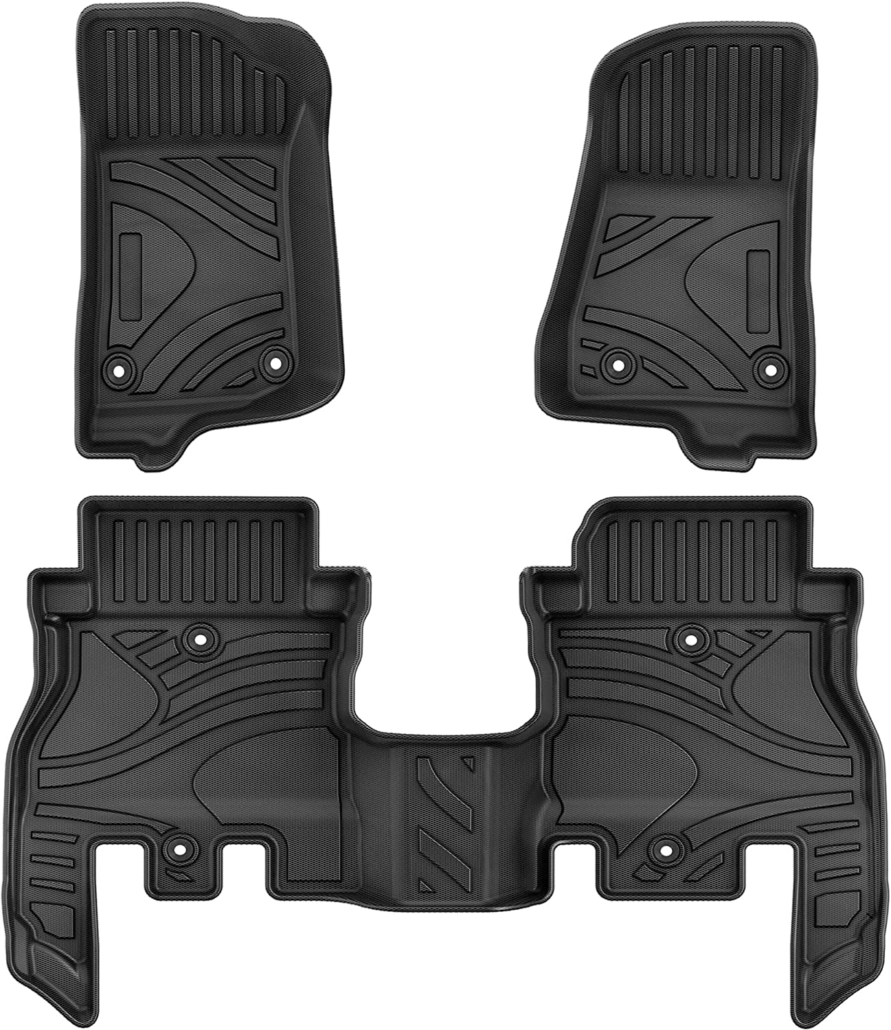 YITAMOTOR 2018-2024 Jeep Wrangler JL 4-Door Floor Mats, Custom Fit Black TPE All-Weather Car Liners