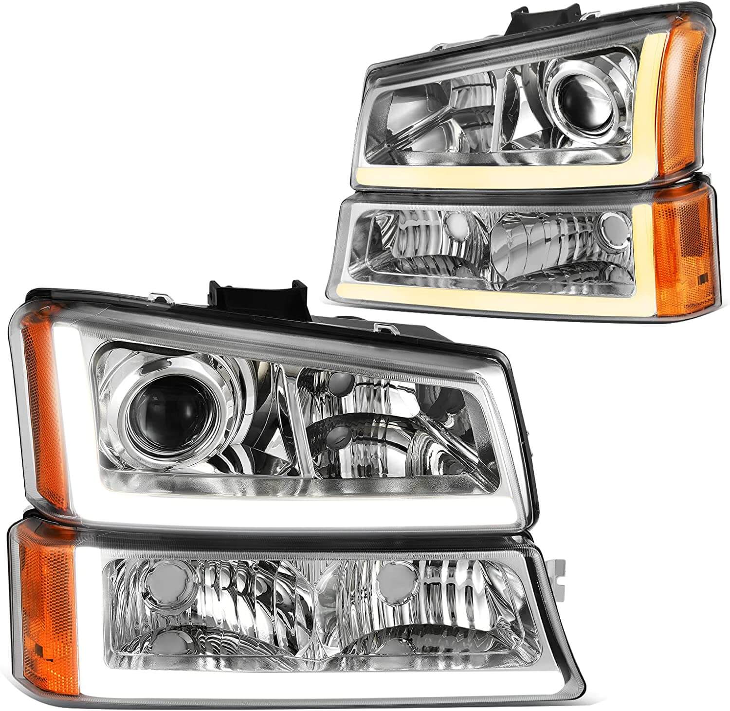 YITAMOTOR Sequential Turn Light 2003-2006 Chevy Silverado LED DRL Projector Headlight Assembly