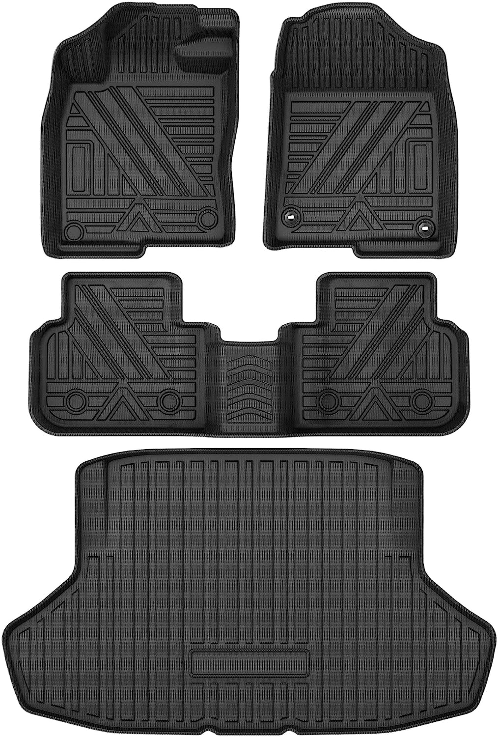 YITAMOTORFloor Mats Set for 2022-2024 Honda Civic Rear Seat with USB Port, Custom Fit All Weather Black Floor Mats Front Rear Cargo Liner Mat Set