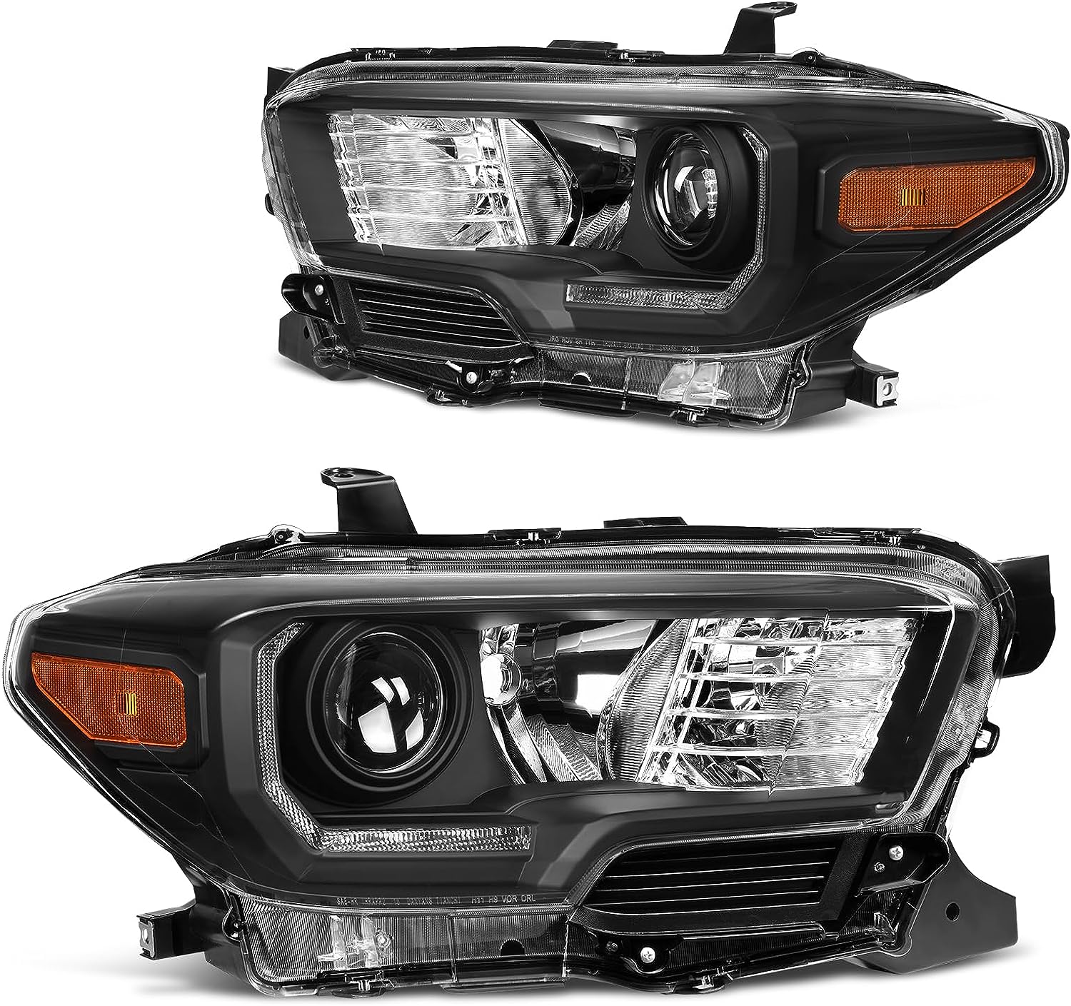 YITAMOTOR Black Housing Headlights For 2016-2023 Toyota Tacoma Driver & Passenger Side