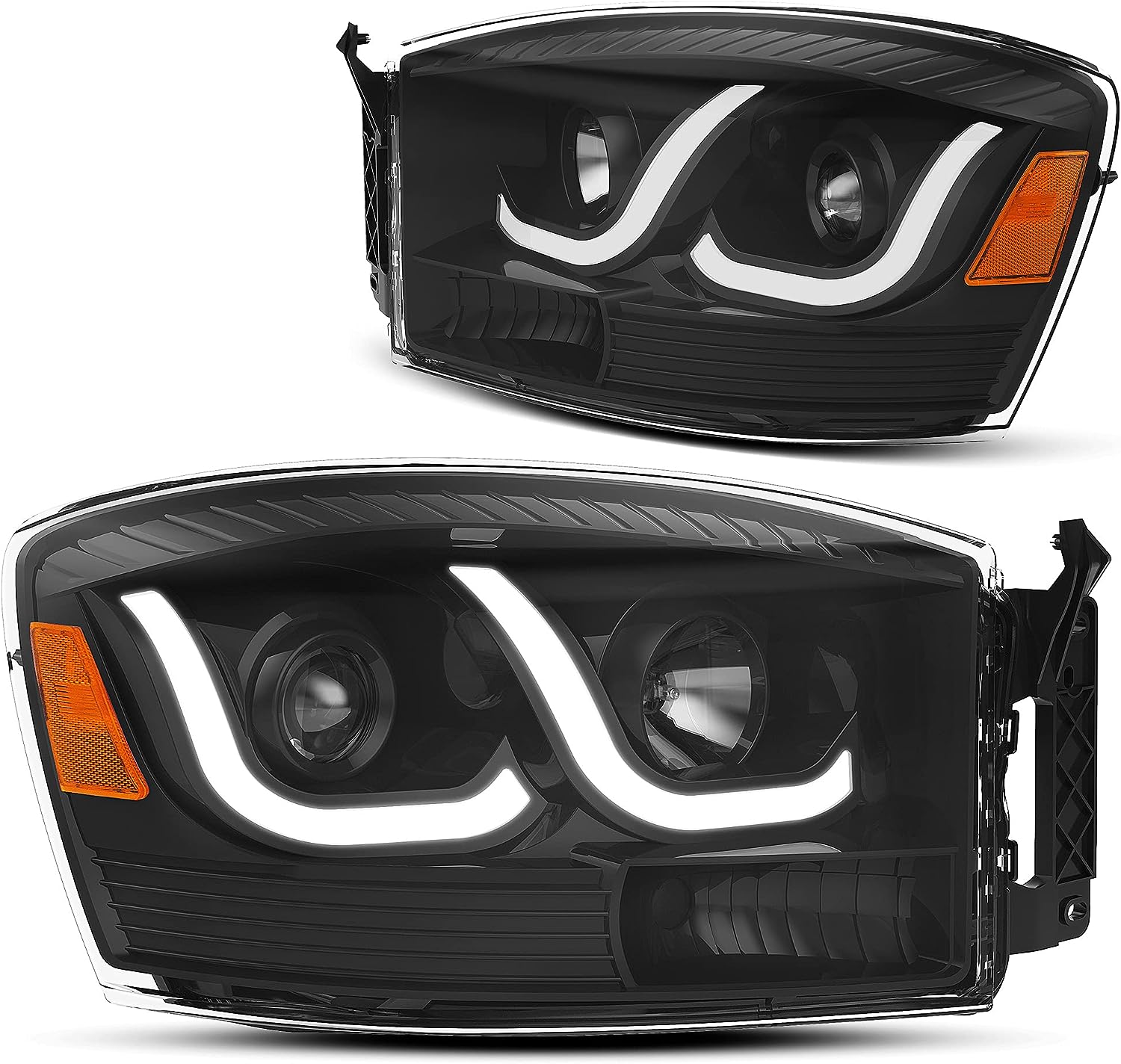 YITAMOTOR LED DRL Projector Headlights For 2006-2008 Dodge Ram 1500 2500 3500 Pair Set