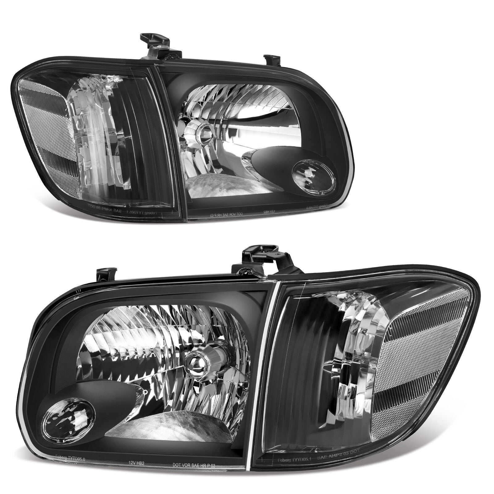 YITAMOTOR Headlights For 2005-2006 Toyota Tundra 05-07 Sequoia Black housing Corner Lamps