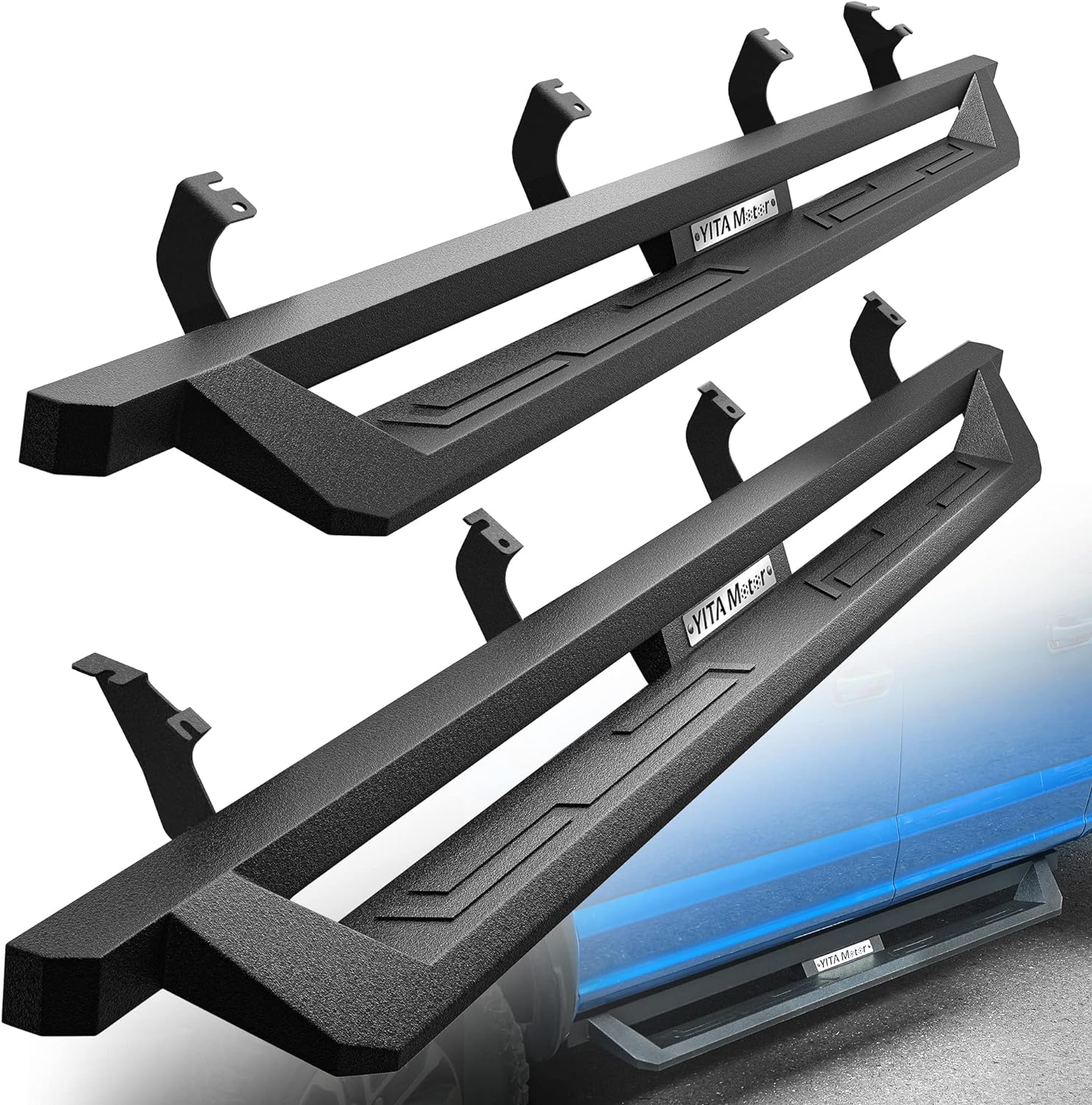 YITAMOTOR Running Boards for 2022-2024 Toyota Tundra Crew Max Drop Side Step Nerf Bars BLK