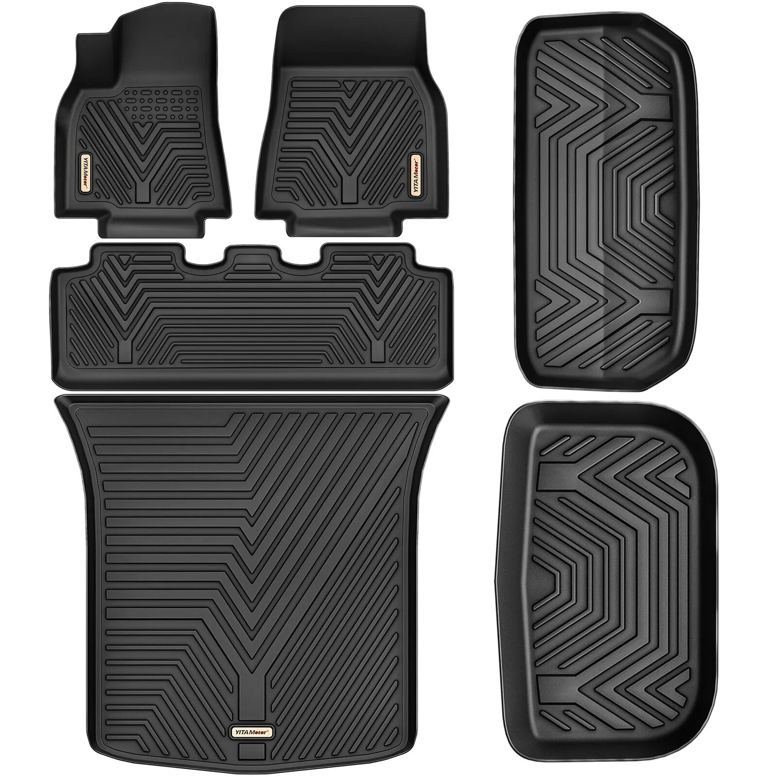 YITAMOTOR All Weather Floor Mats Cargo Liners for 2020-2024 Tesla Model Y Front Rear Black