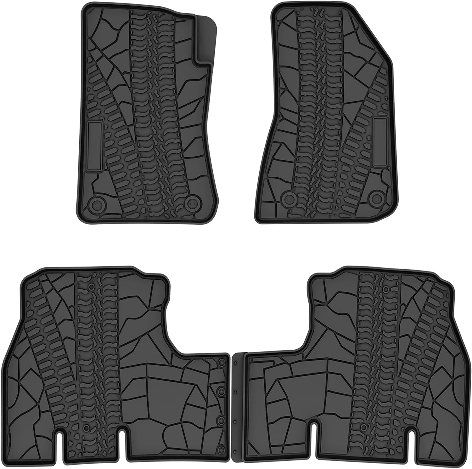 YITAMOTOR 2D Floor Mats Compatible with 2018-2024 Jeep Wrangler JL All-Weather Liners 3pcs