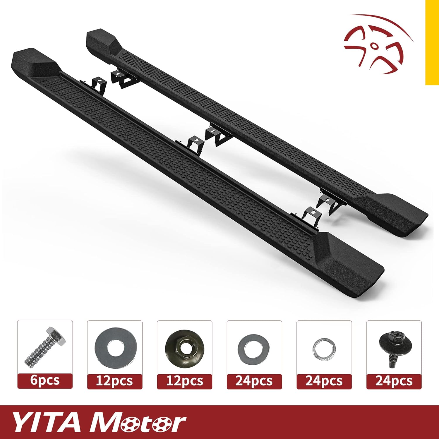 YITAMOTOR Running Boards Compatible with 2007-2018 Jeep Wrangler JK 4 Door, Nerf Bars, Black Side Steps (Not for JL Model)