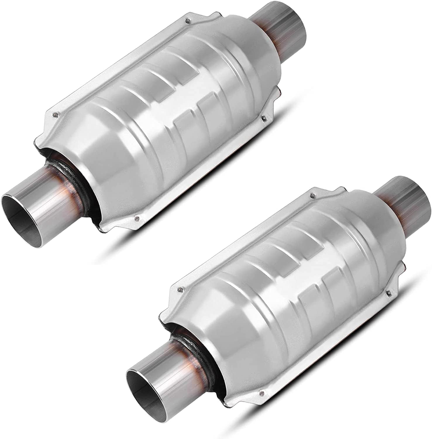 YITAMOTOR 2 Pack 2" Inlet/Outlet Universal Catalytic Converter with Heat Shield, Stainless Steel Shell (EPA Compliant)