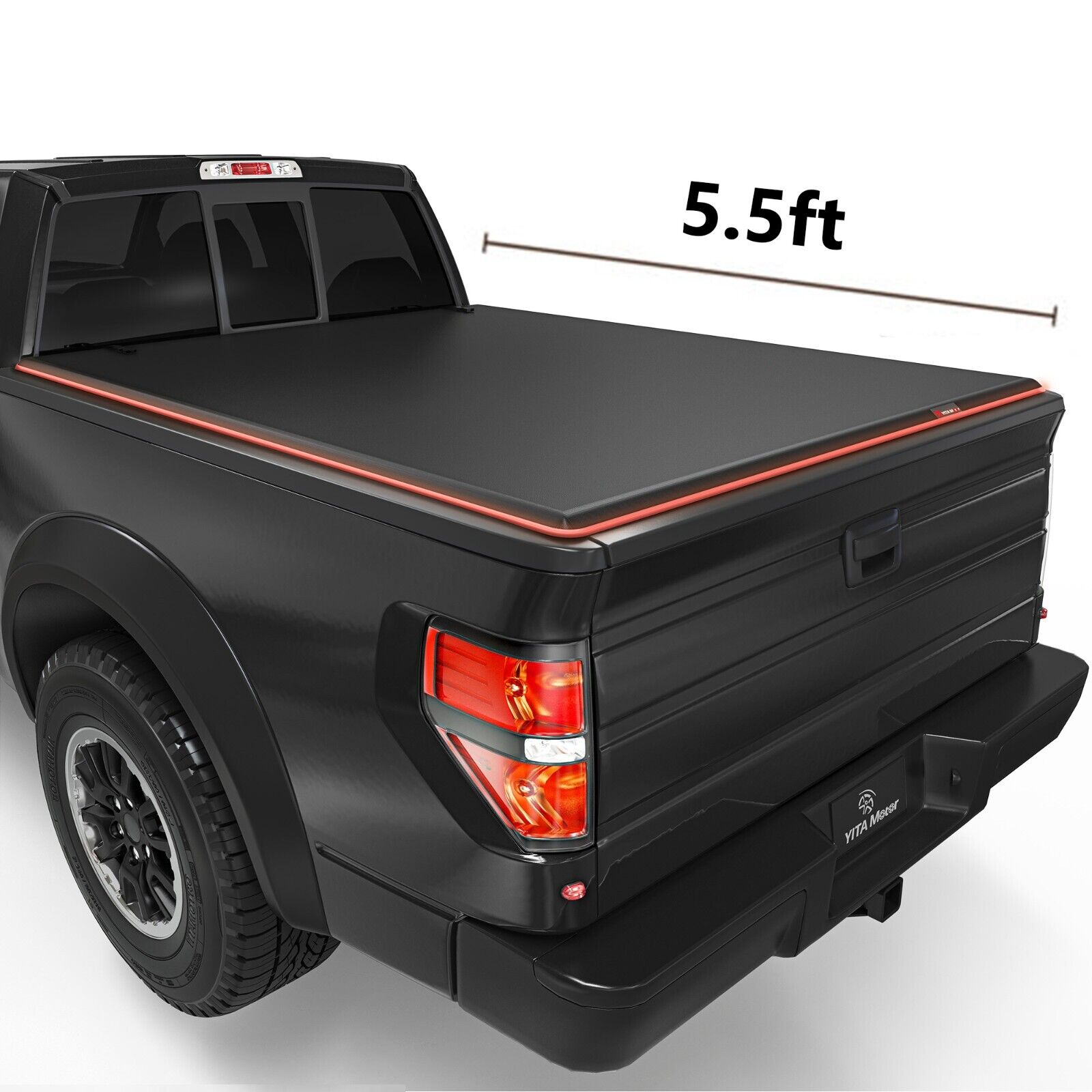 YITAMOTOR 5.5 ft Tonneau Cover Soft 3-Fold for 2015-2024 Ford F150 Reflective Strip Style