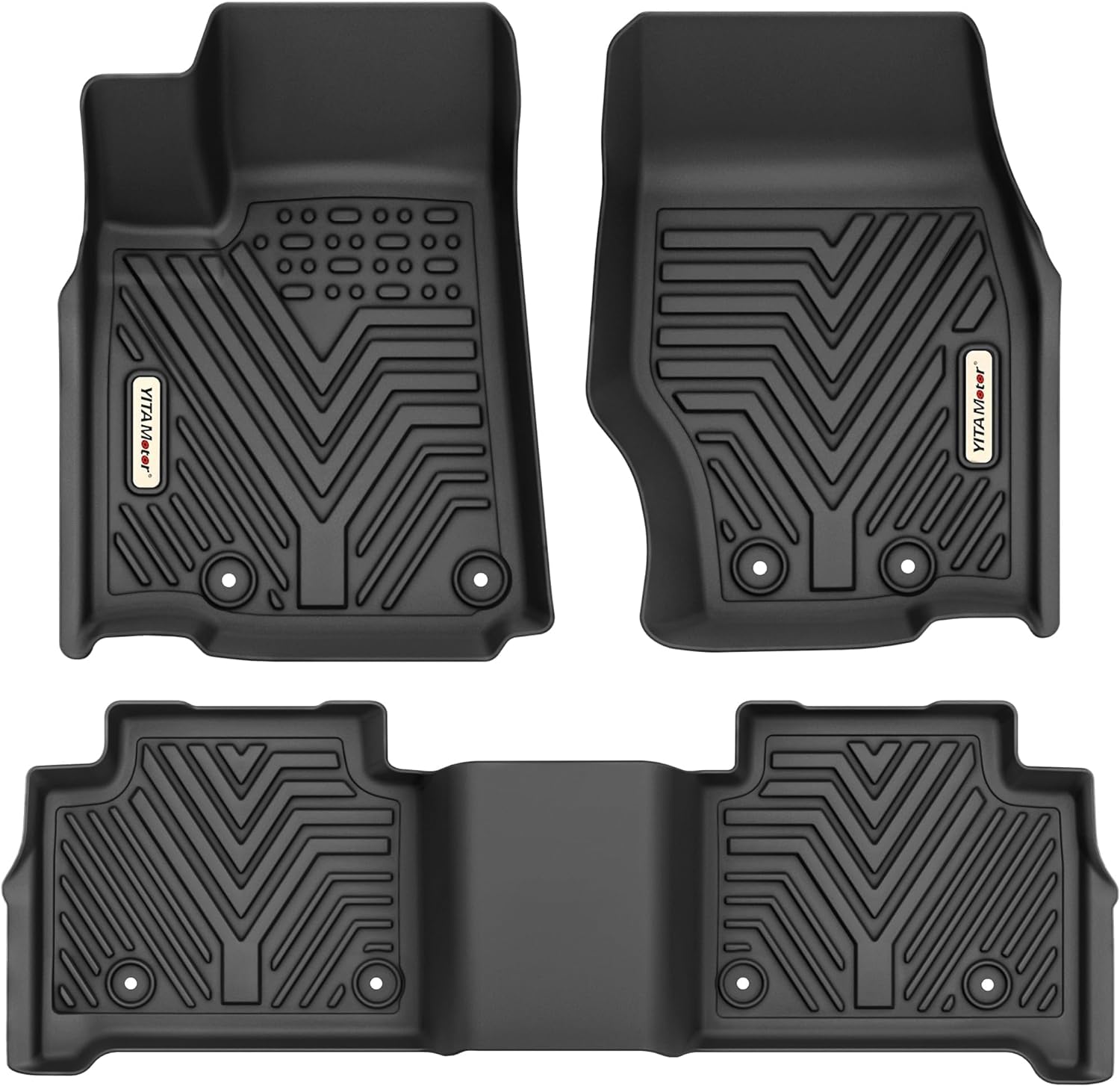 YITAMOTOR Floor Mats for 2022-2024 Jeep Grand Cherokee (Non L) Custom Fit Jeep Grand Cherokee TPE All Weather 1st and 2nd Row Full Set Car Mats Accessories, Black