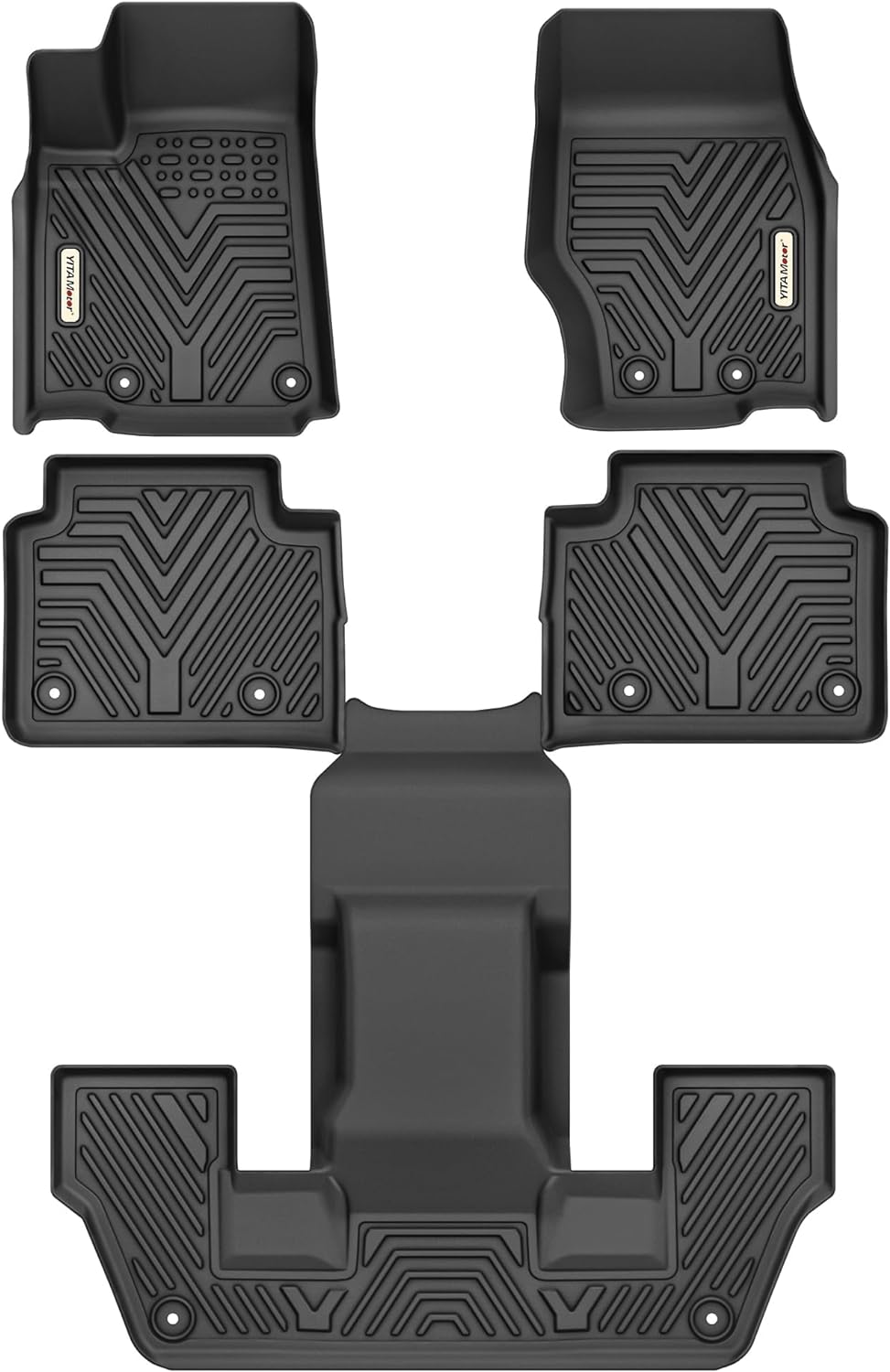 YITAMOTOR Floor Mats for 2021-2024 Jeep Grand Cherokee L (6 Passenger Without Center Console) Custom Fit Jeep Grand Cherokee L TPE All Weather 1st, 2nd Row and 3 Rows Full Set Car Mats, Black