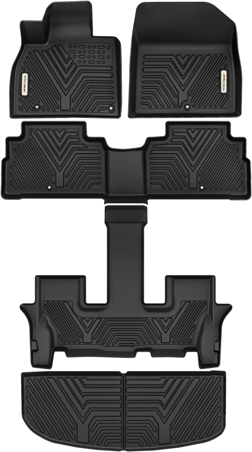 YITAMOTOR Floor Mats for 2020-2024 Kia Telluride with 2nd Bucket Seats Without Center Console, All Weather Custom Fit for Kia Telluride Floor Mats Liners 3 Row & Cargo Liner (Behind The 3rd Row)