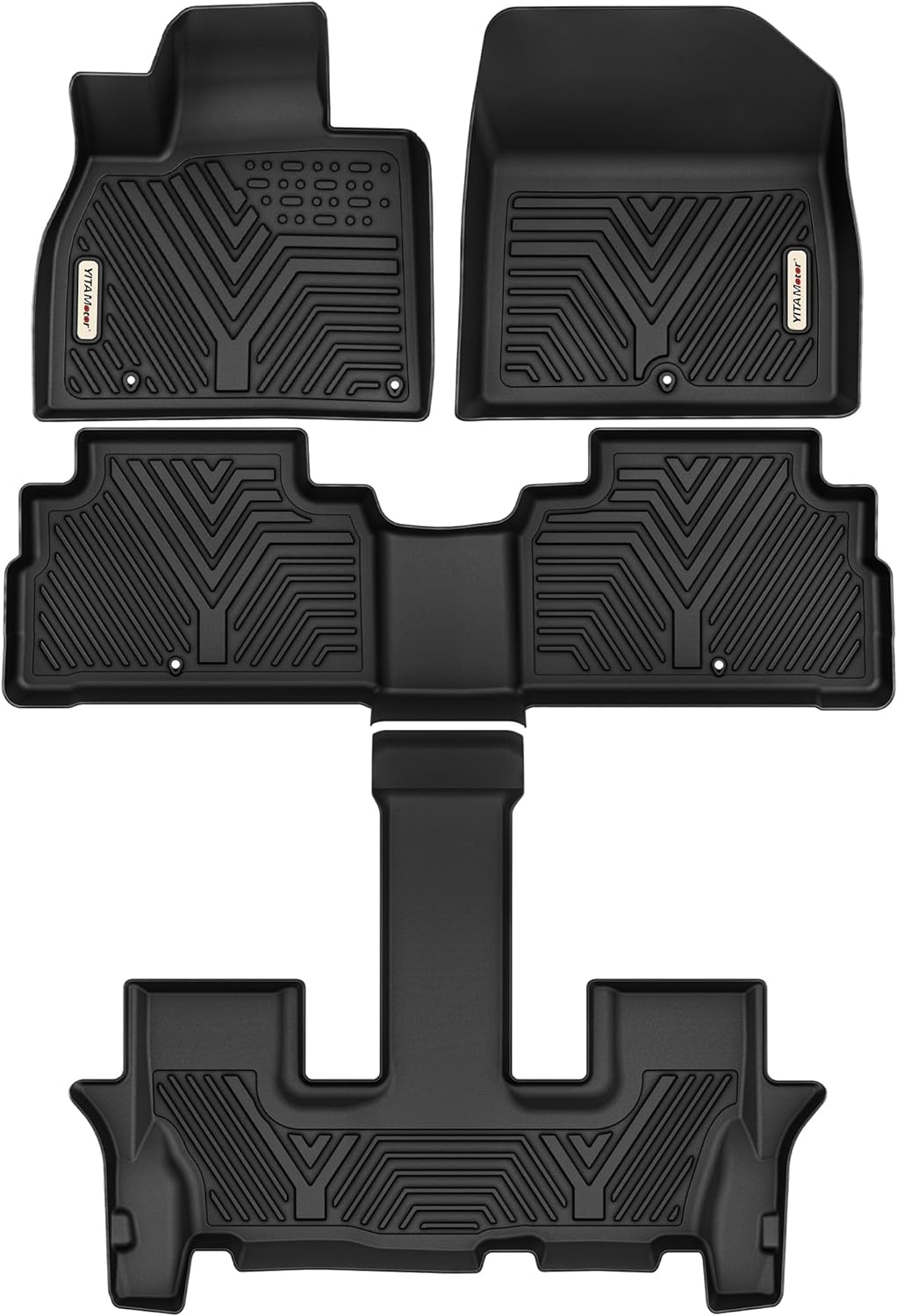 YITAMOTOR Floor Mats for 2020-2024 Kia Telluride with 2nd Bucket Seats Without Center Console, Custom Fit TPE All Weather Kia Telluride 3 Row Floor Mats Automotive Floor Liners, Black