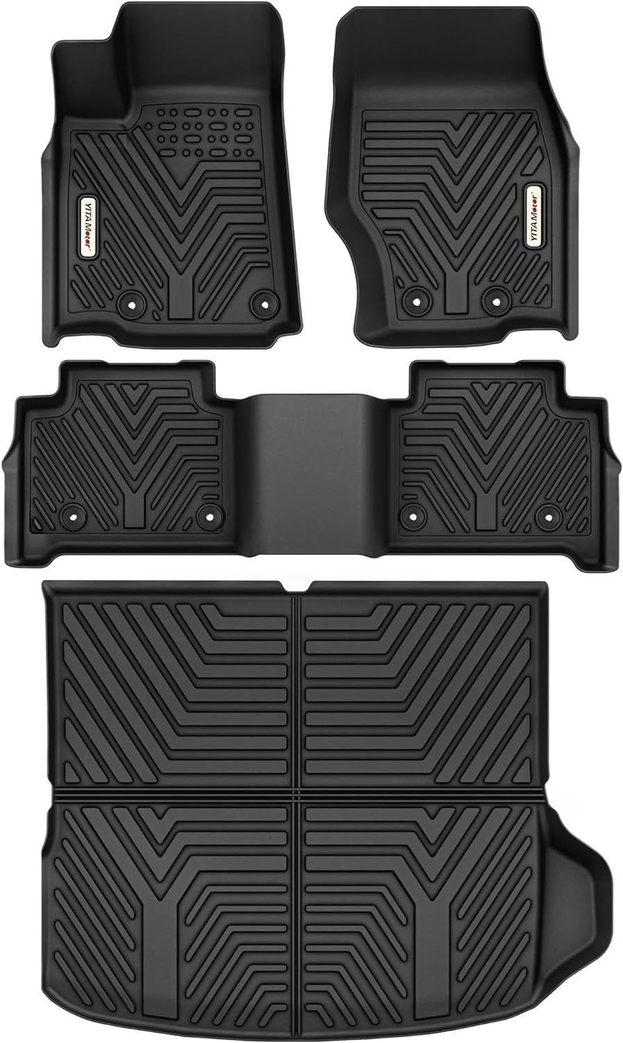 YITAMOTOR Floor Mats & Cargo Liner for 2022-2024 Jeep Grand Cherokee (NOT for WK or Grand Cherokee L), Custom Fit TPE All Weather 1st & 2nd Rows and Trunk Full Set Mats Automotive Floor Liners, Black