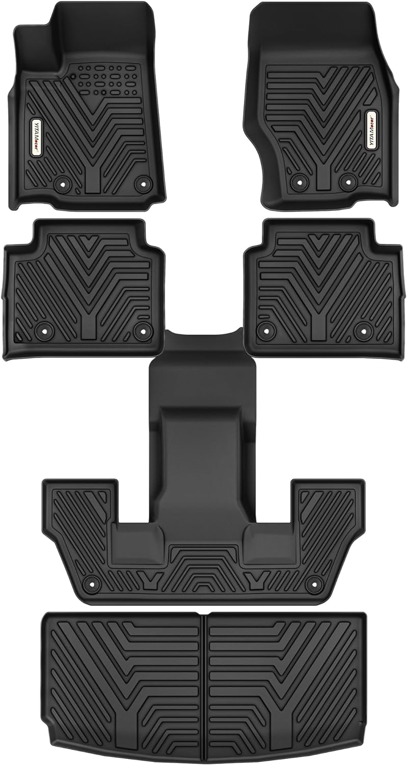 YITAMOTOR Floor Mats & Cargo Liner Fit for Jeep Grand Cherokee L 2021-2024 6 Seat, TPE All Weather Custom Fit Floor Liner for 1-3 Rows and Trunk Full Set Mats Automotive, Black(Without Center Console)