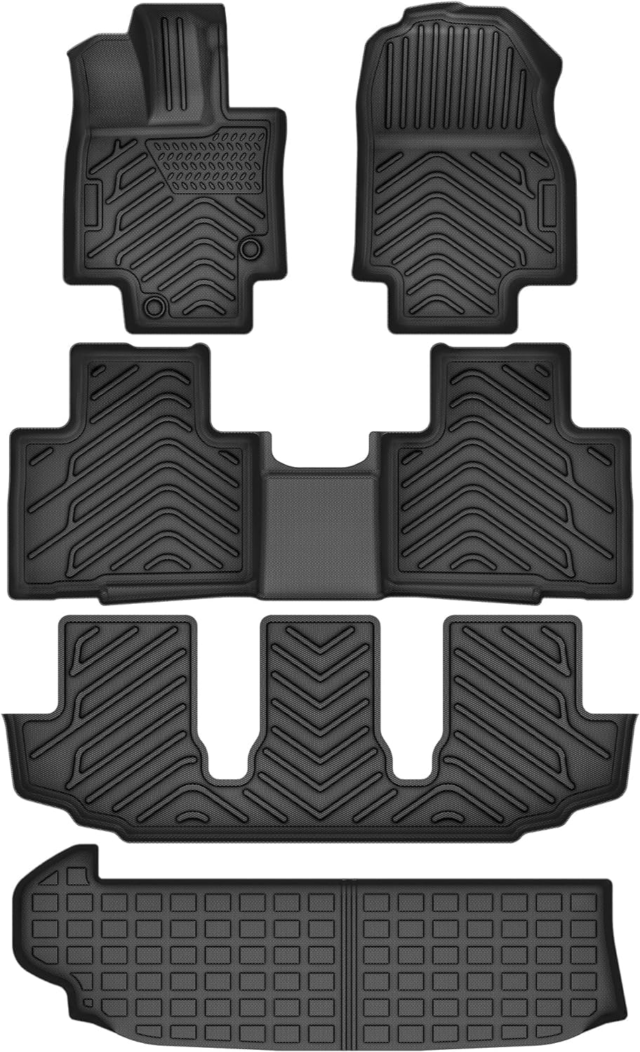 YITAMOTOR Floor Mats for 2020-2023 Toyota Highlander w/Center Console (Not for Hybrid), Custom Fit for Toyota Highlander Floor Mats Liners & Cargo Liner Set TPE Waterproof Car Accessories, Black