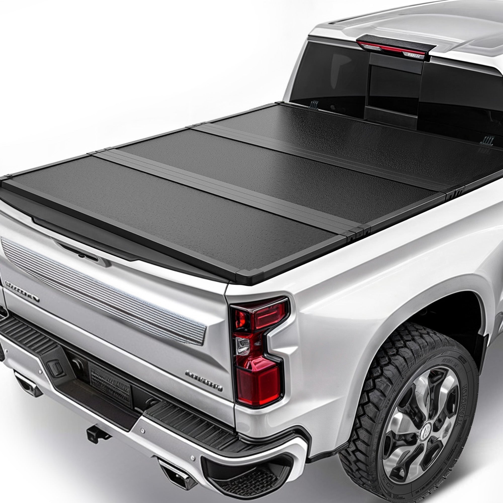 YITAMOTOR 5 ft Truck Bed Tonneau Cover Hard 3-Fold for 2016-2023 Toyota Tacoma w/ Lamp