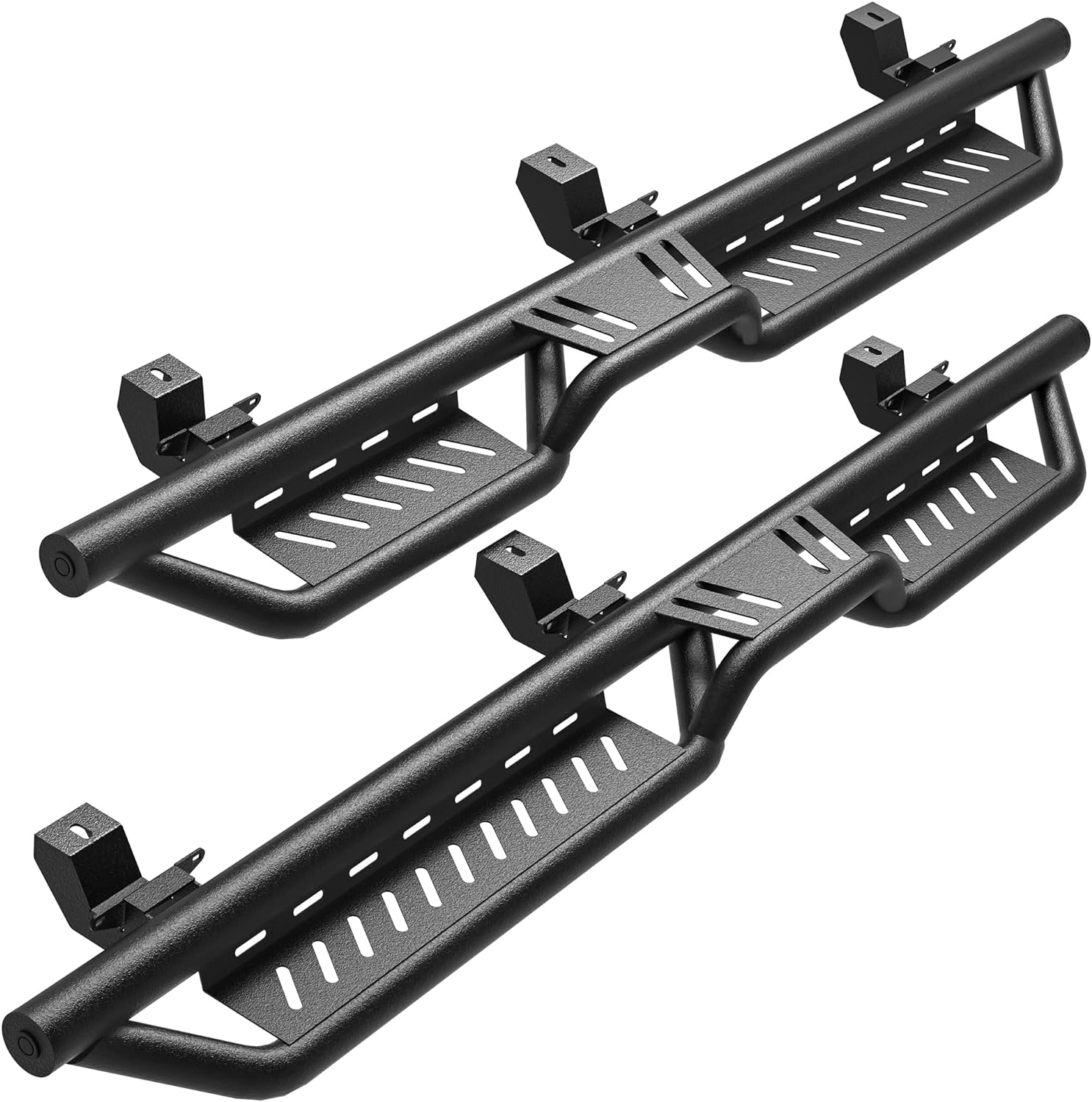 YITAMOTOR Running Boards & Side Step Compatible with 2018-2024 Jeep Wrangler JL 4 Door, Black Powder Coated Nerf Bar with Two-Stair for Roof Operation