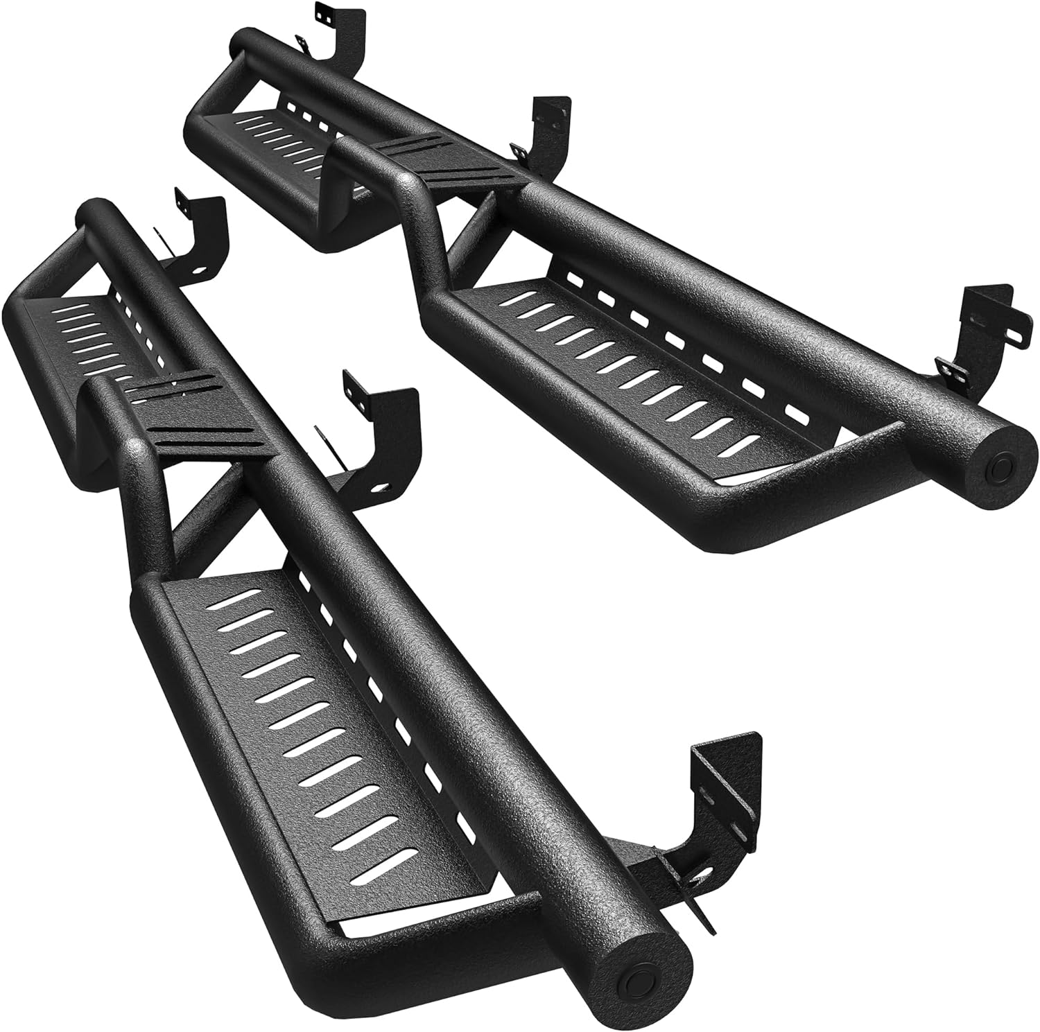 YITAMOTOR Running Boards & Side Steps Compatible with 2009-2018 Dodge Ram 1500 Crew Cab, 2019-2024 1500 Classic, 2010-2024 2500/3500, Black Powder Coated Nerf Bars, Two-Stair for Roof Operation