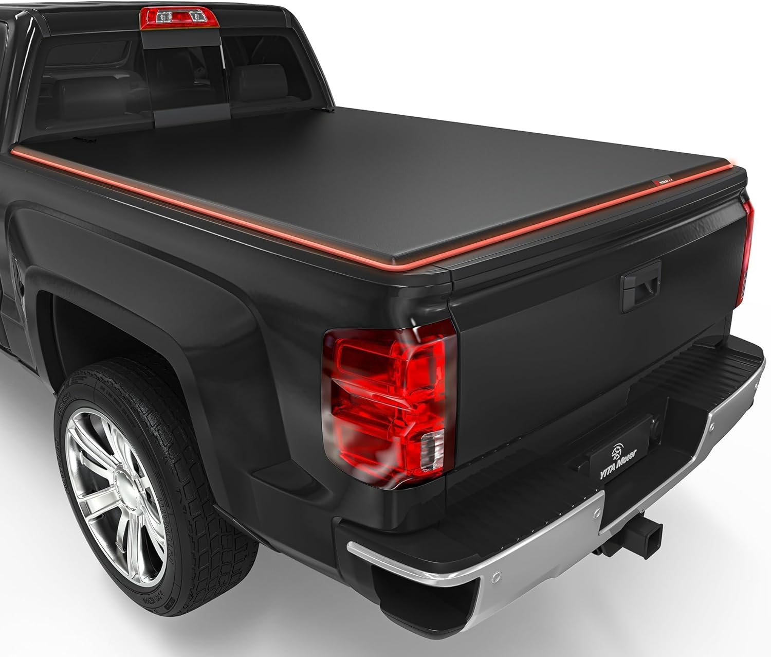 YITAMOTOR Soft Tri-fold Truck Bed Tonneau Cover Compatible with 2019-2024 Chevy Silverado/GMC Sierra 1500 New Body Style 5.8ft Bed, Reflective Strip Style