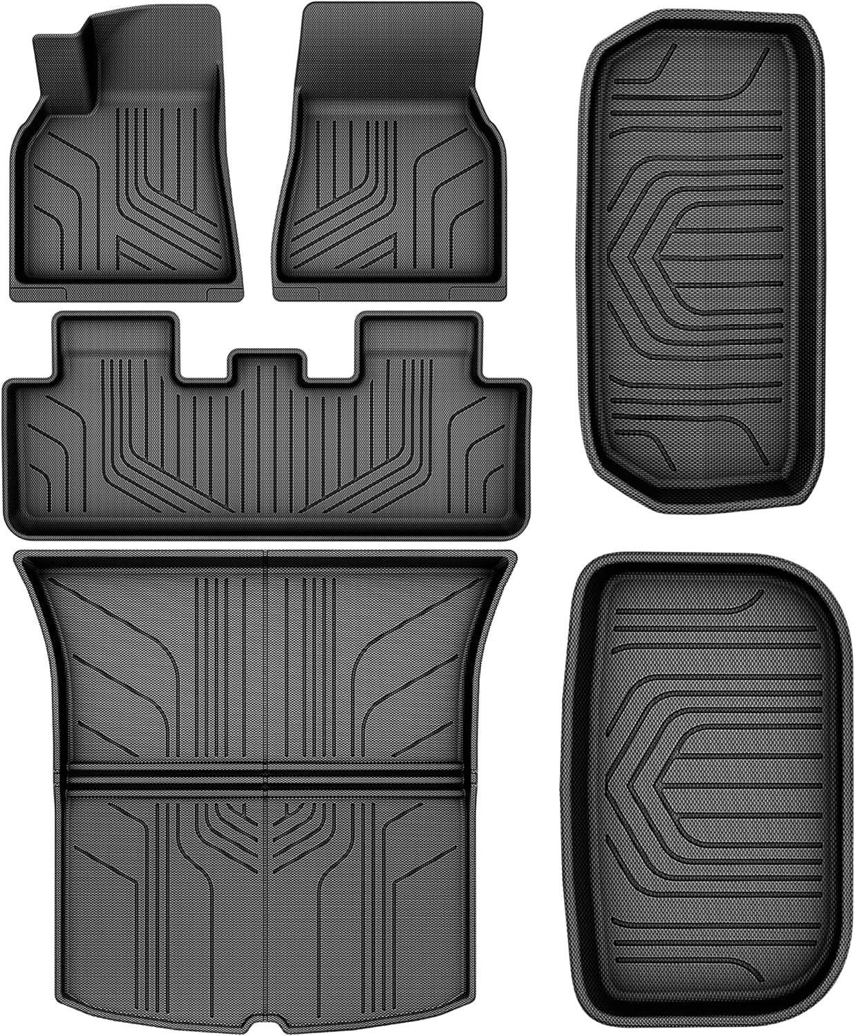 YITAMOTOR Tesla Model Y Floor Mats Full Set Custom Fit 2020-2024 All-Weather Cargo Liners Rear Cargo Tray Trunk Automotive Floor Mat Interior Accessories, Black