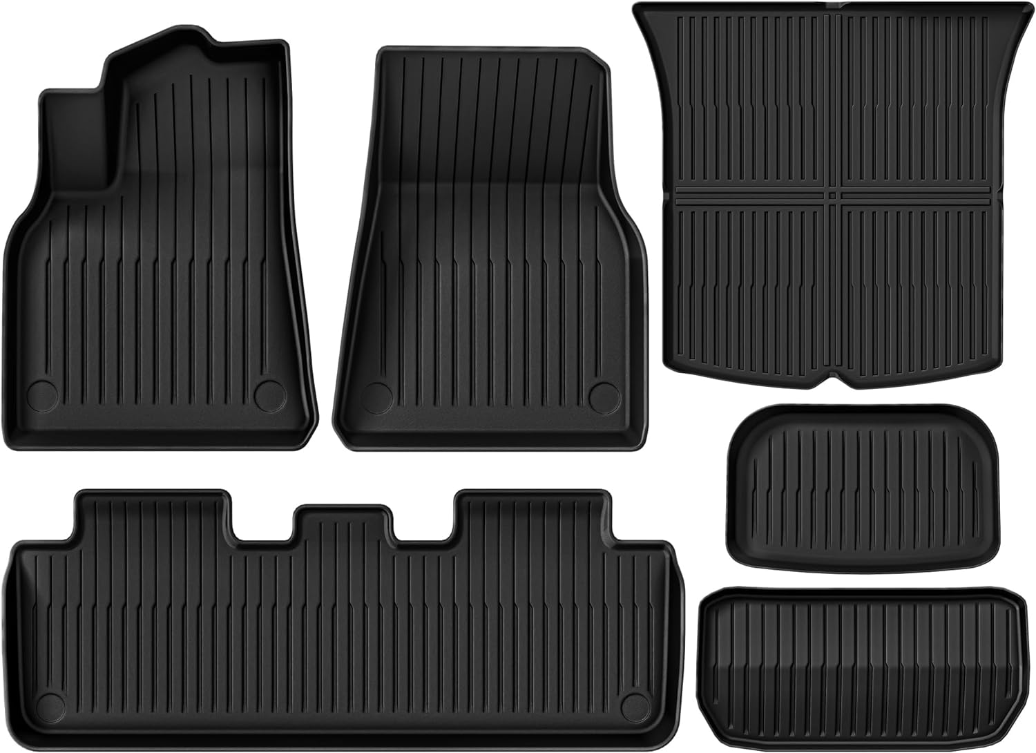 YITAMOTOR Floor Mats for Tesla Model Y 2024 2023-2020 Custom Fit All Weather Durable TPE Automotive Interior Cargo Liners Trunk Mats Accessories for Model Y 5-Seat (NOT fit 7-Seat) 6 Pcs Mats Set